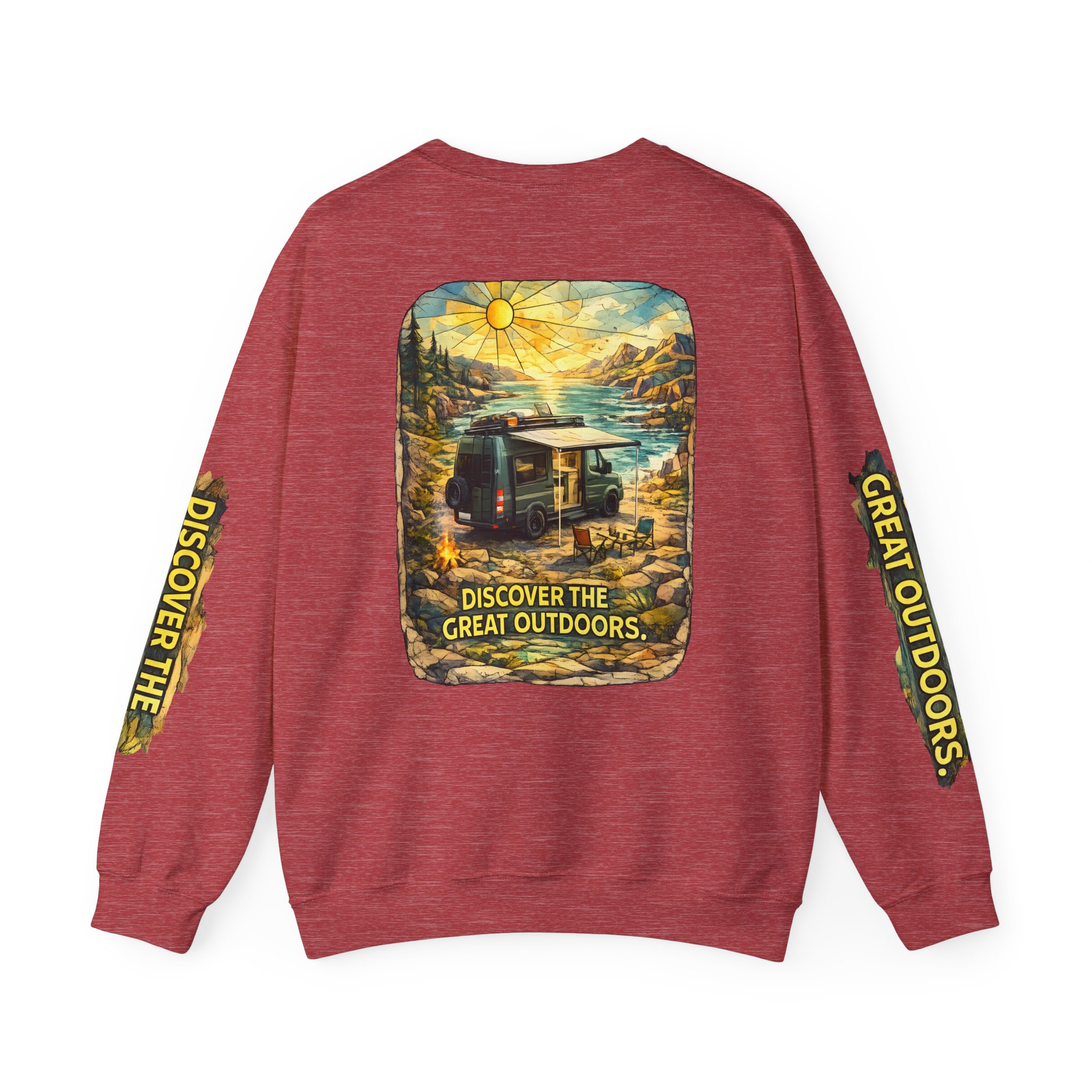Unisex Heavy Blend™ Crewneck Sweatshirt — "Discover The Great Outdoors" Design Cubic-Line