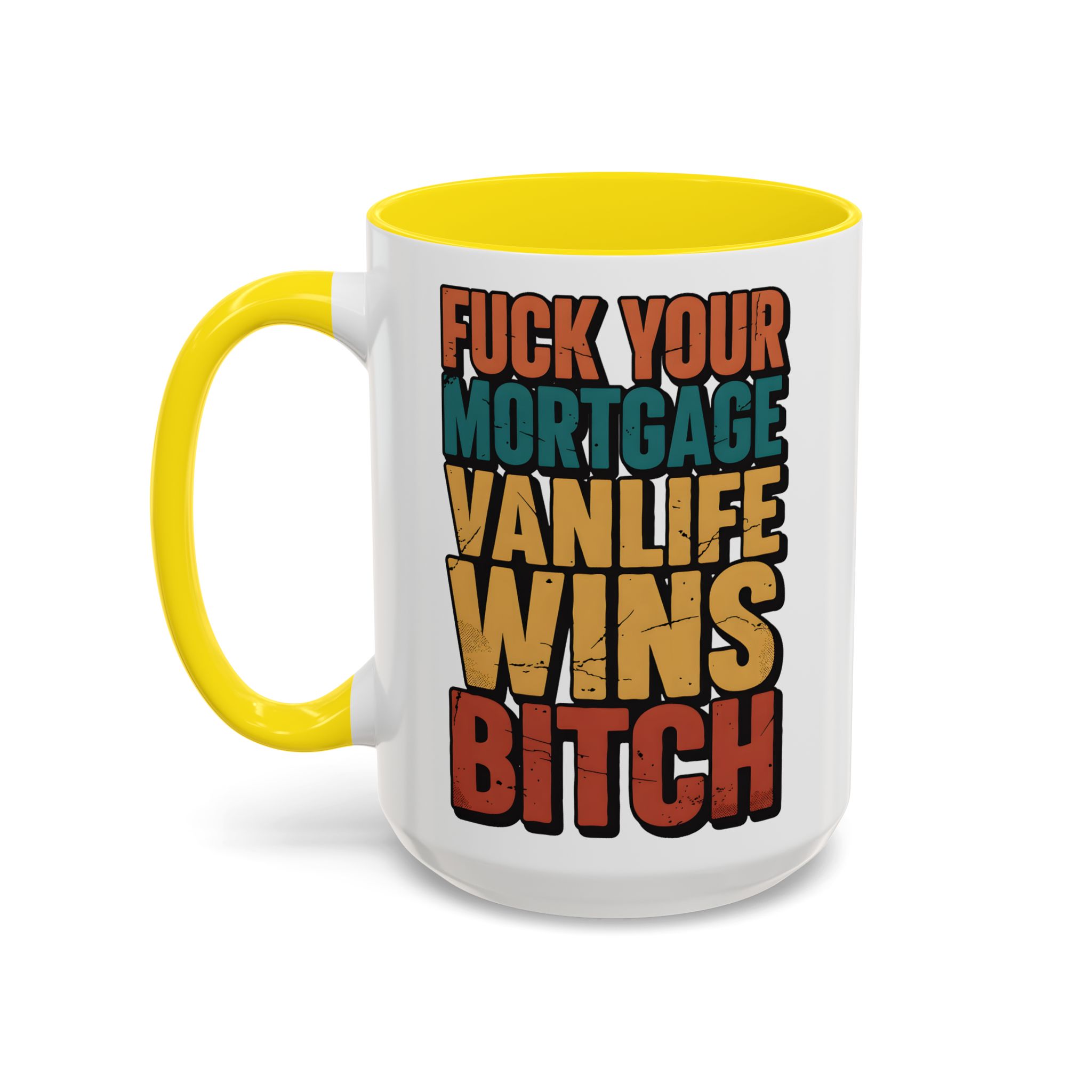Accent Coffee Mug (11, 15oz) — "Fuck Your Mortgage" Design F**K-Line