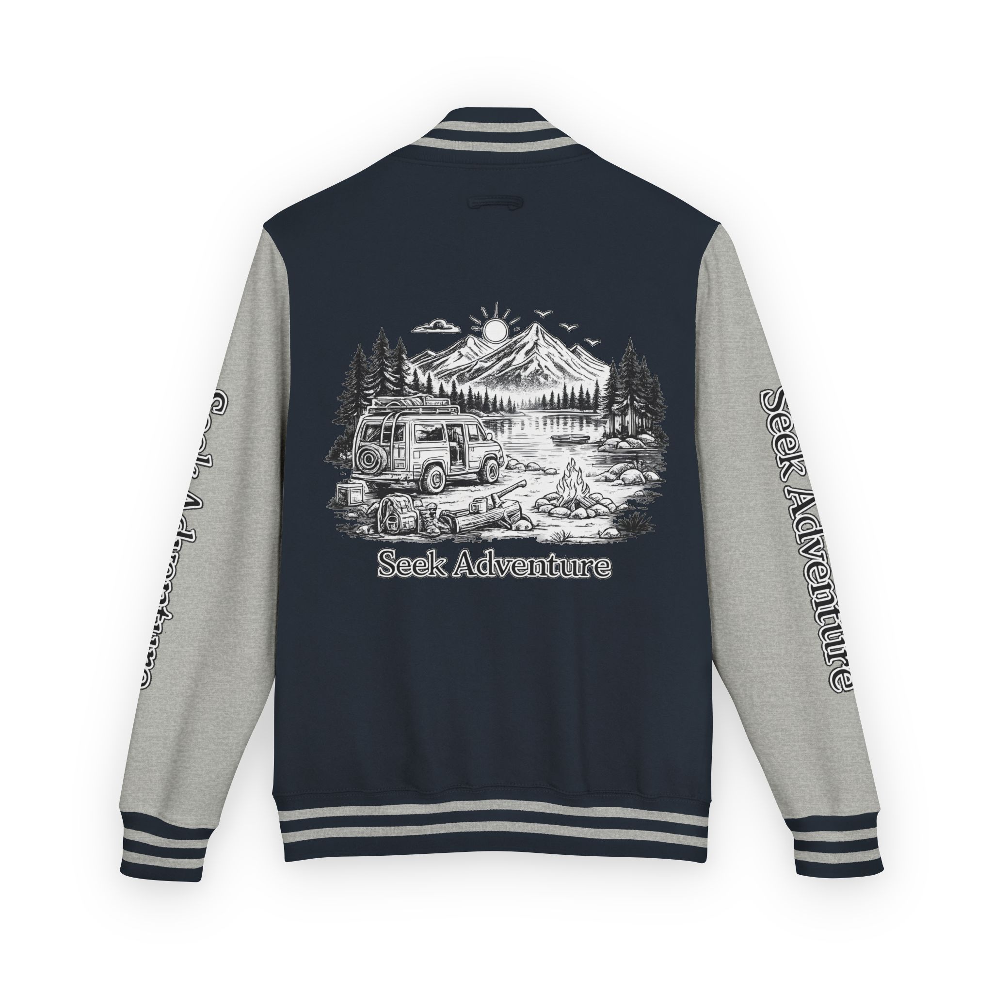 18069113828046006382_2048-2.jpeg Unisex Heavyweight Letterman Jacket — "Seek Adventure" Travel Varsity Coat