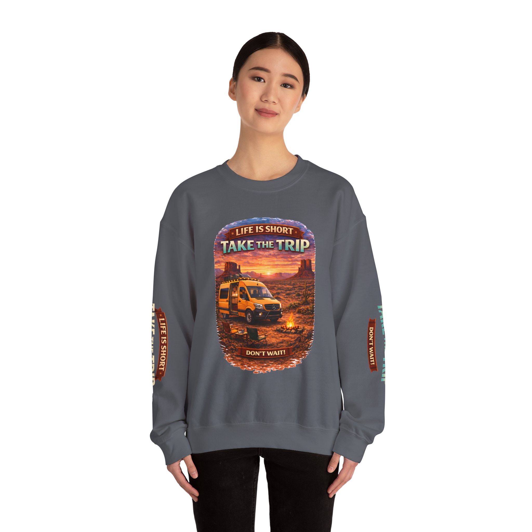 18071272289061122256_2048.jpeg Unisex Heavy Blend™ Crewneck Sweatshirt — "Life Is To Short-Take The Trip" Design Scenic-Line