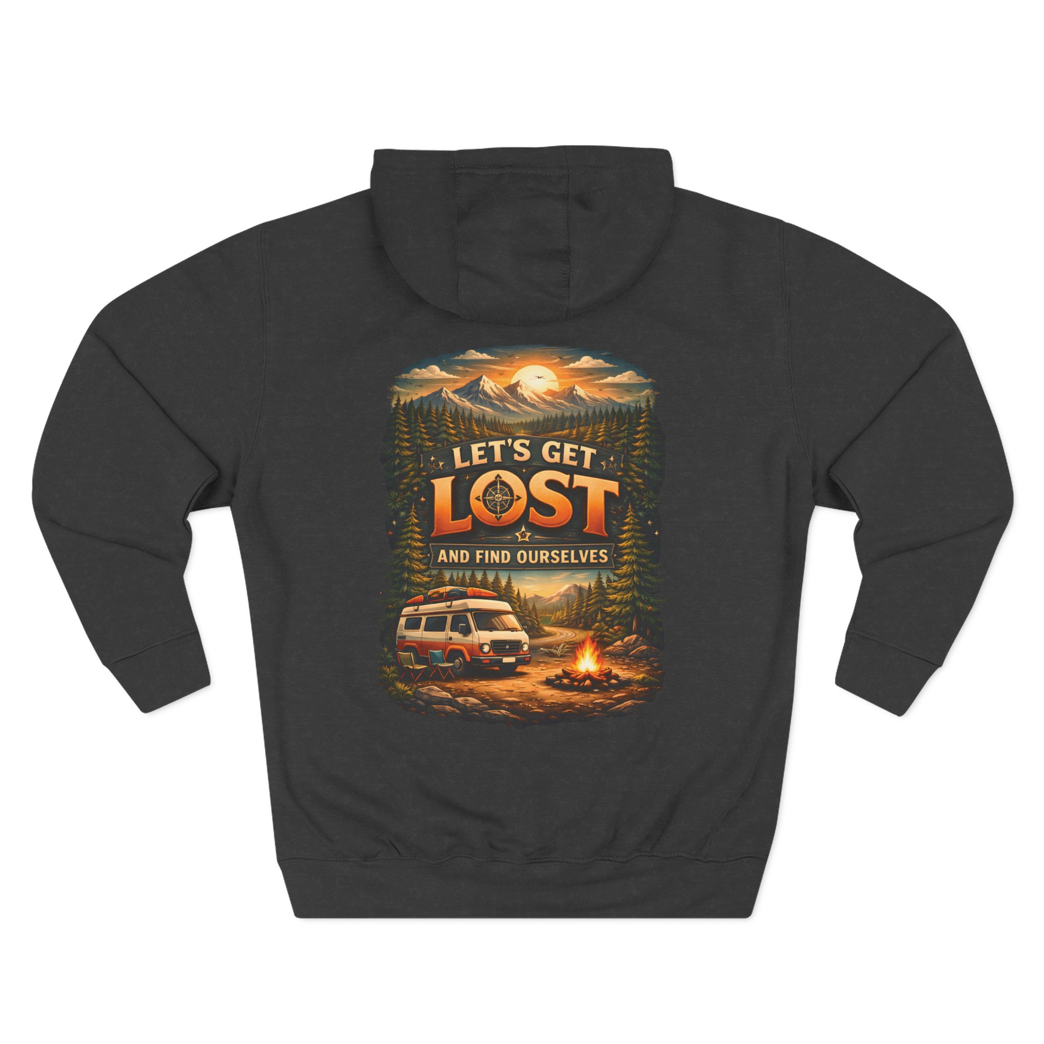Three-Panel Fleece Hoodie - "Let´s Get Lost And Found Ourselfs" Design Scenic-Line