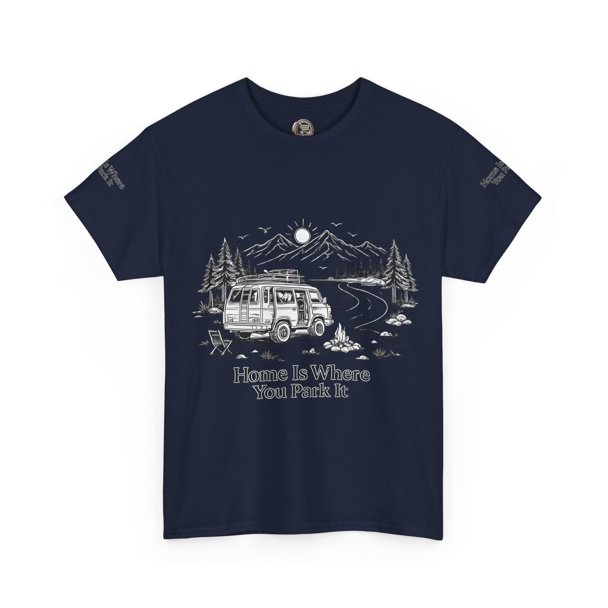 Unisex Heavy Cotton Tee — "Home Is Where You Park It" Design Minimal-Line