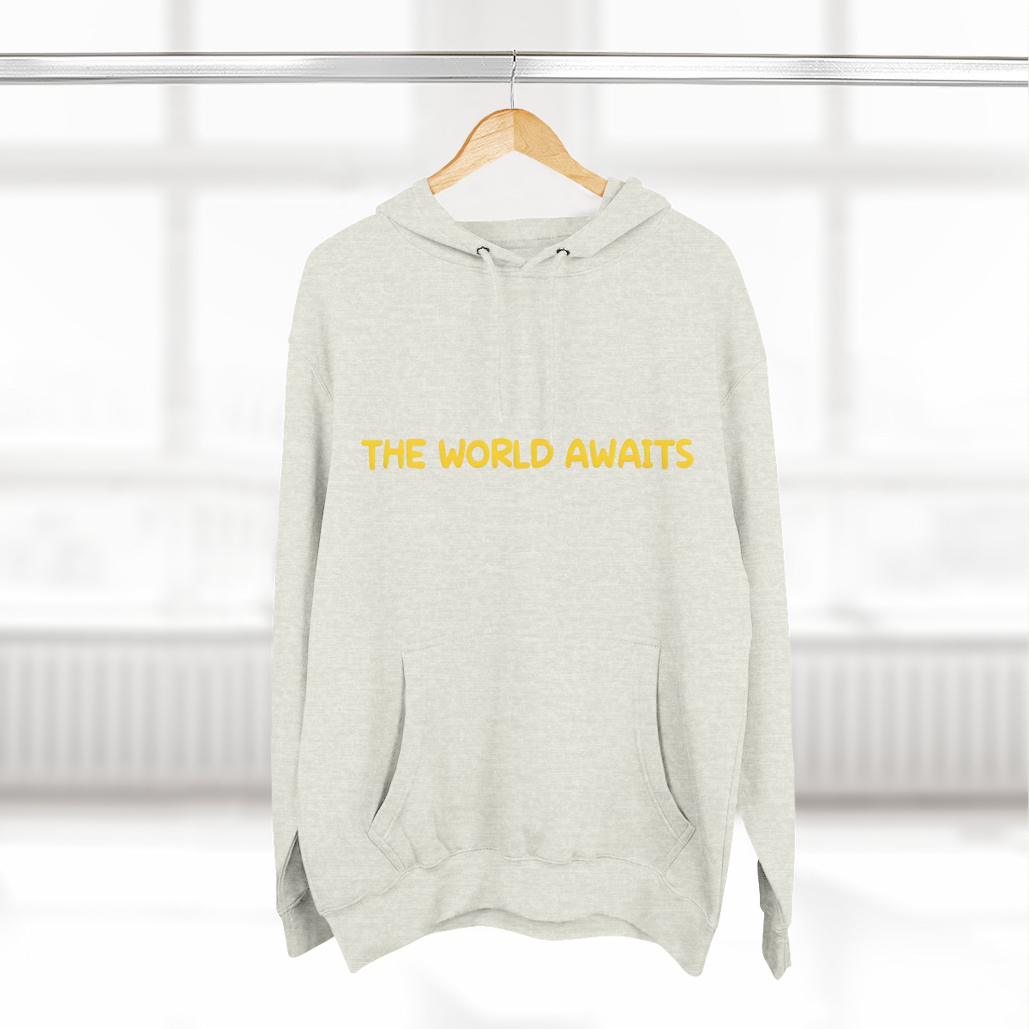 Three-Panel Fleece Hoodie - "The World Awaits" Design Sitcom-Line