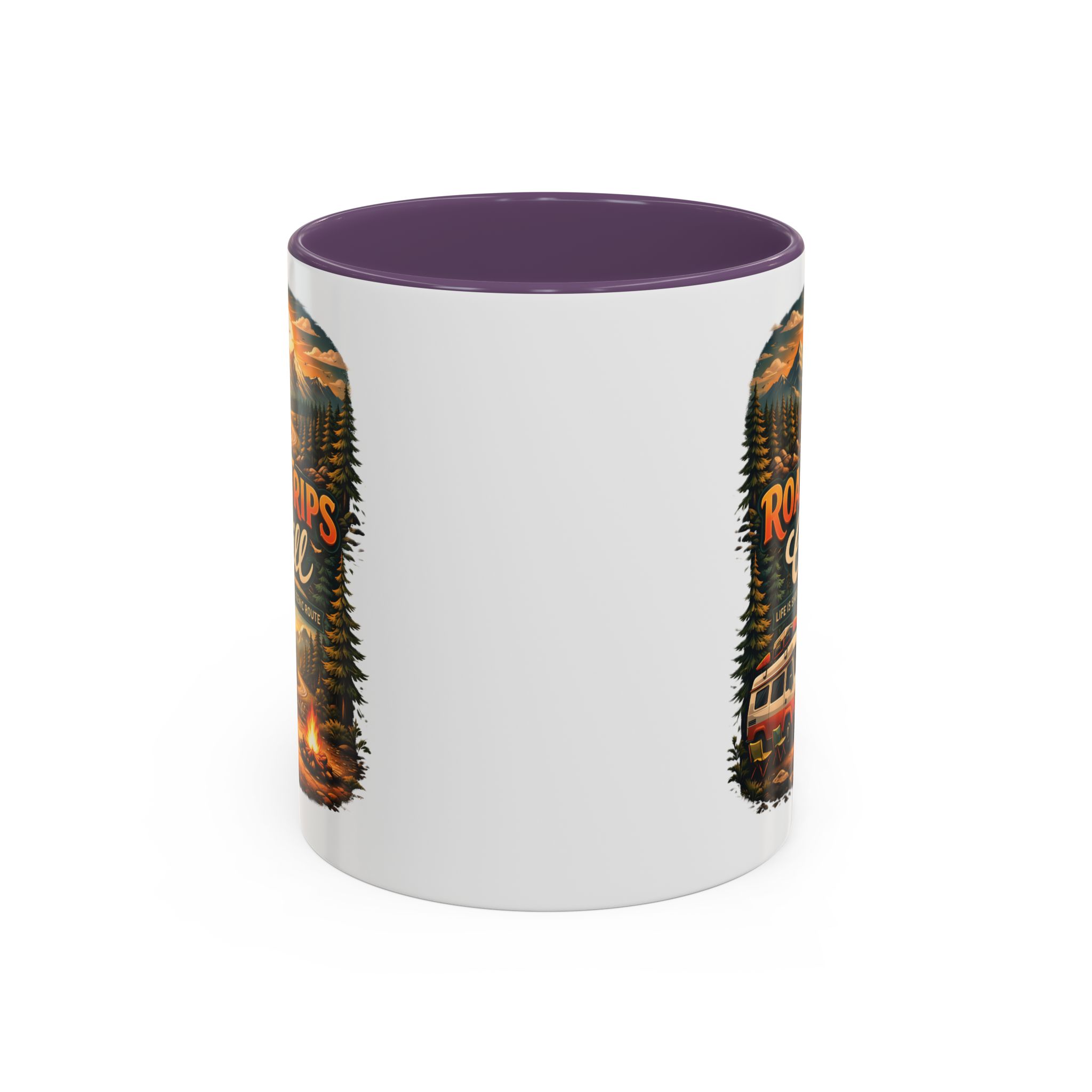 Accent Coffee Mug (11, 15oz) — "Road Trips & Chill" Design Scenic-Line