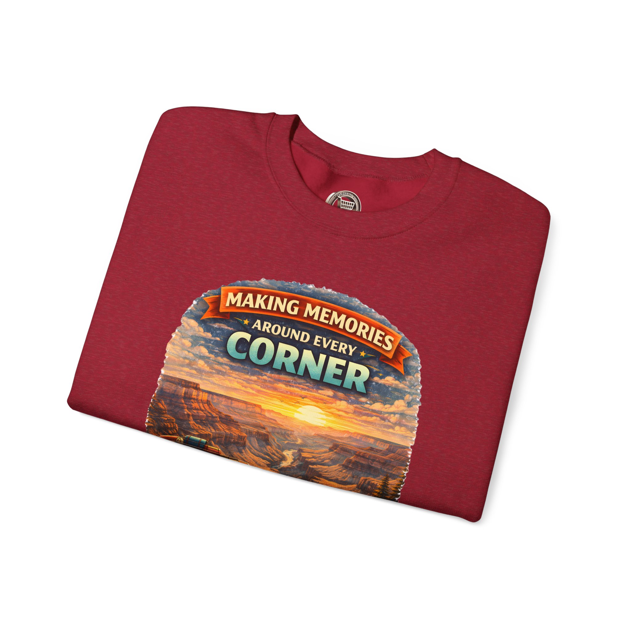 Unisex Heavy Blend™ Crewneck Sweatshirt — "Making Memories Around Every Corner" Design Scenic-Line