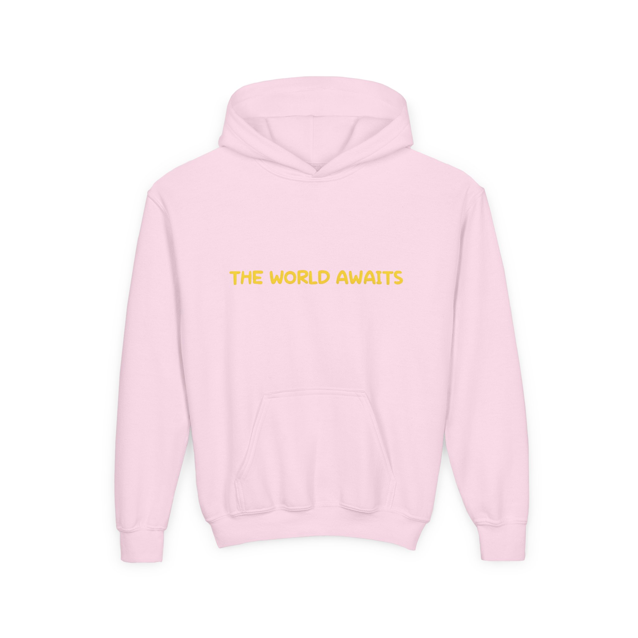 Youth Hoodie(Gildan) – "The World Awaits" (Design Sitcom-Line)