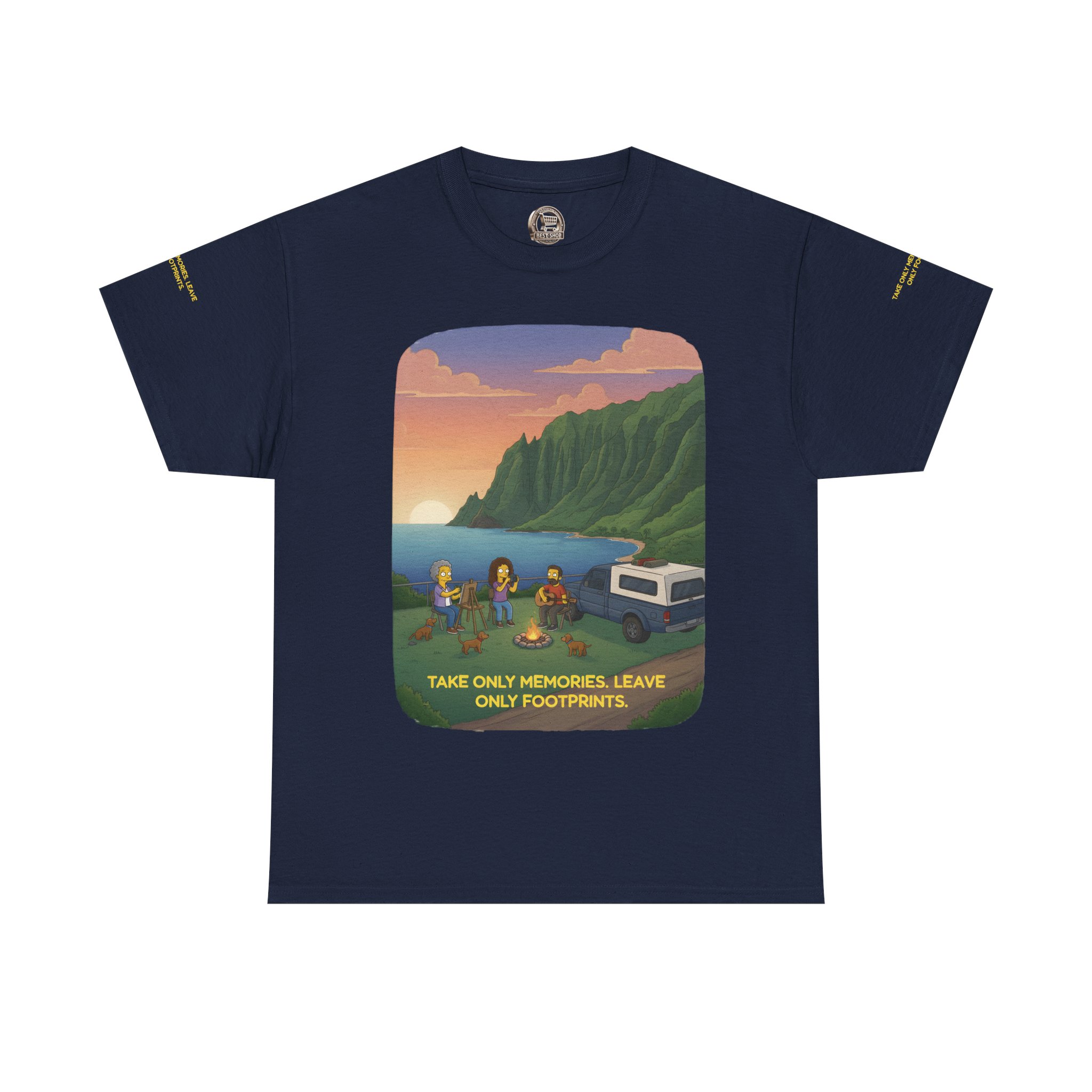 Unisex Heavy Cotton Tee — "Take Only Memories-Leave Only Footprints" Design Sitcom-Line