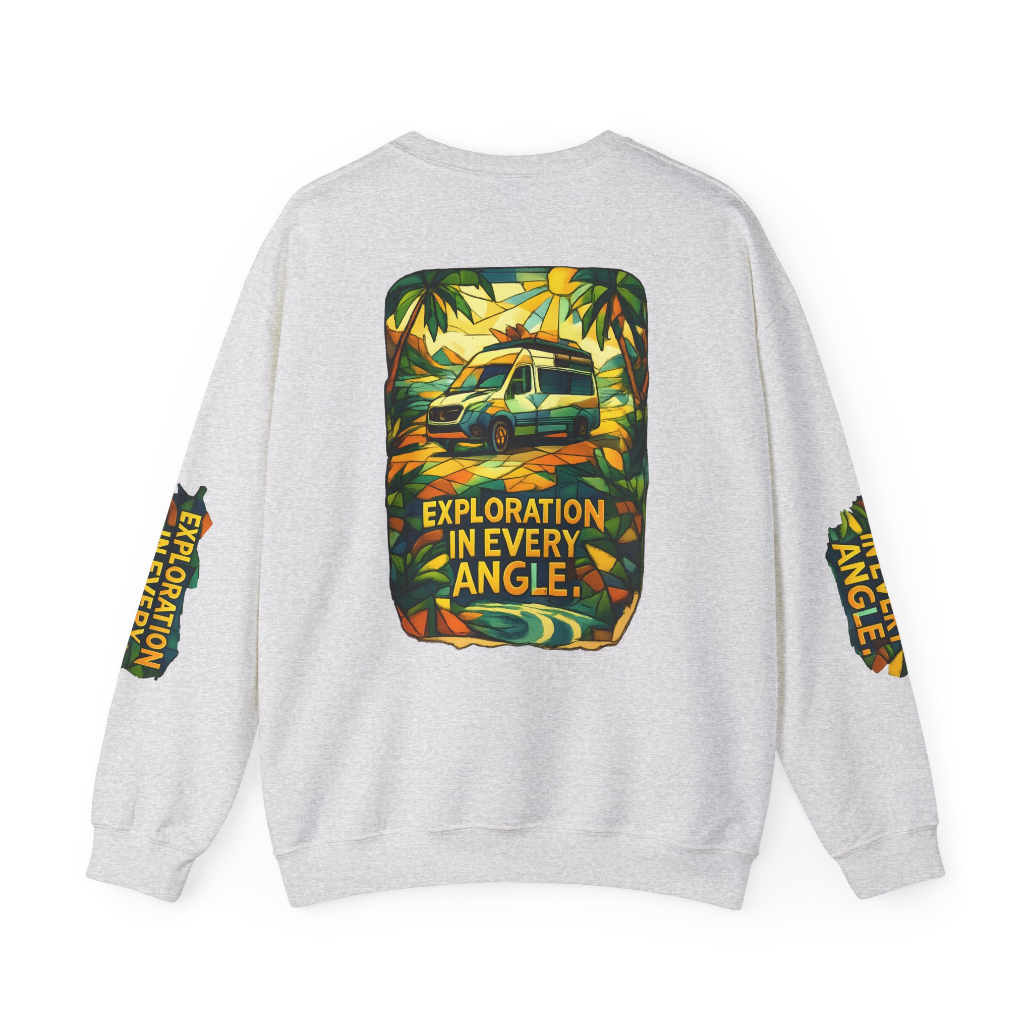 Unisex Heavy Blend™ Crewneck Sweatshirt — "Exploration In Every Angle" Design Cubic-Line
