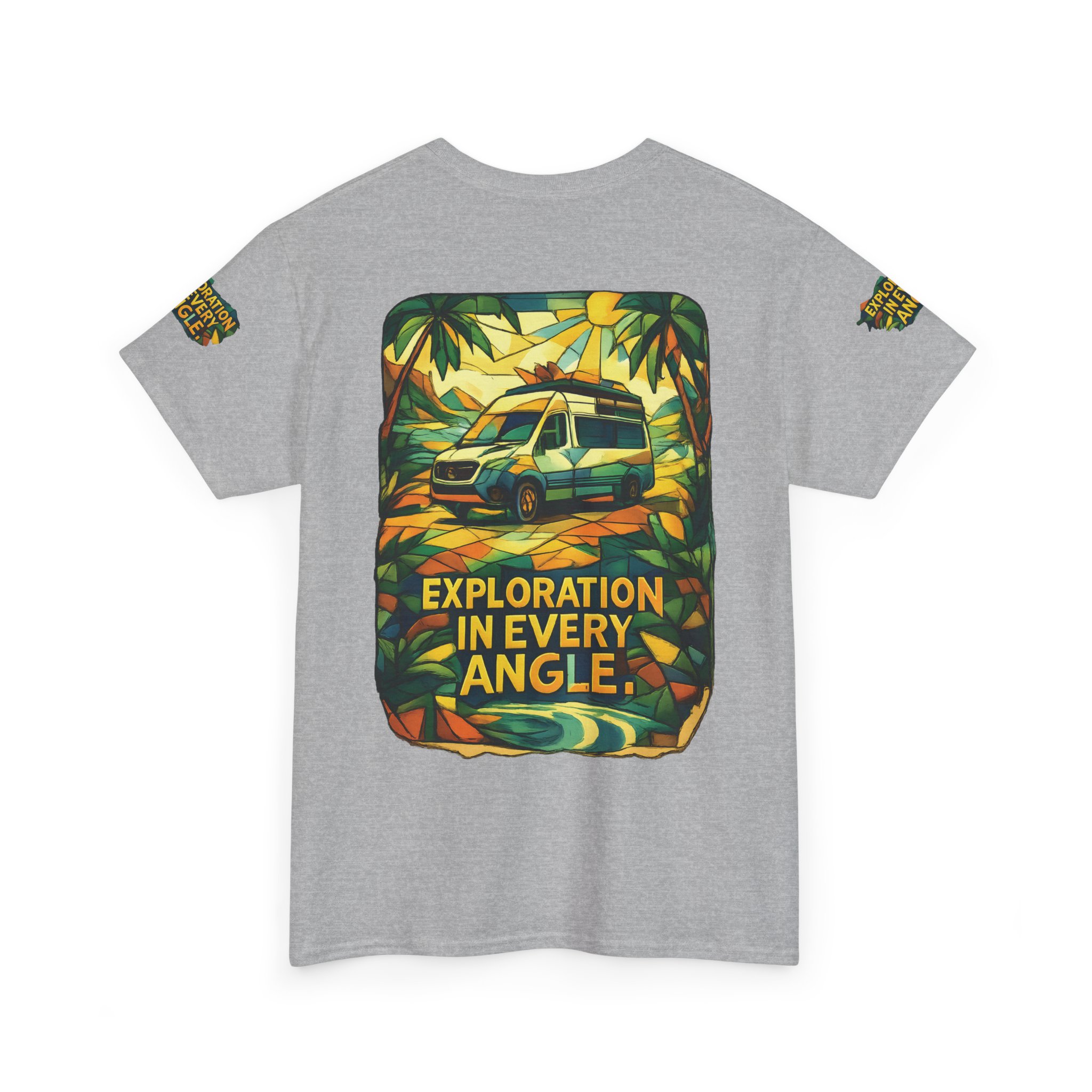 Unisex Heavy Cotton Tee — "Exploration In Every Angle" Design Cubic-Line