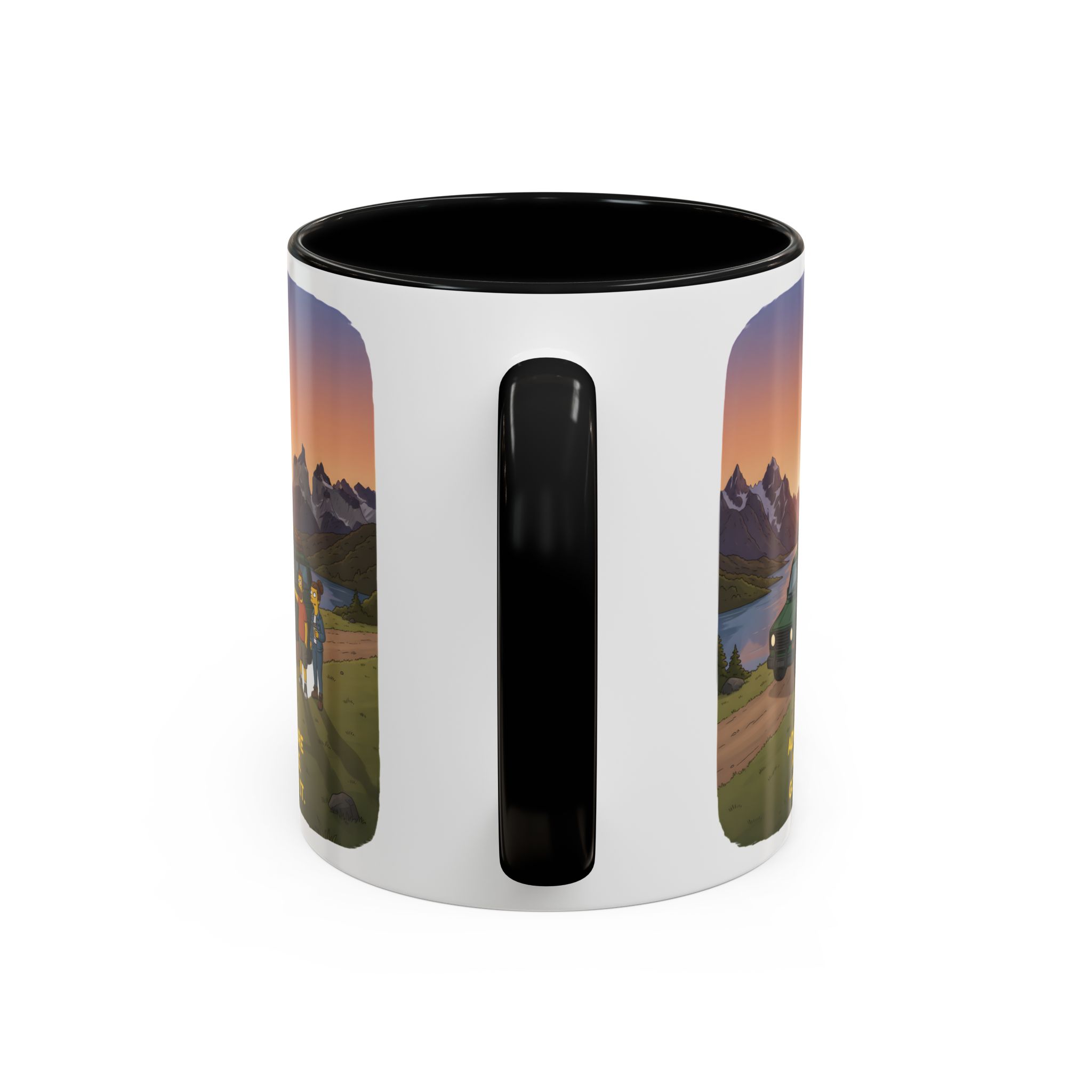 Accent Coffee Mug (11, 15oz) — "Adventure Awaits-Go Find It" Design Sitcom-Line