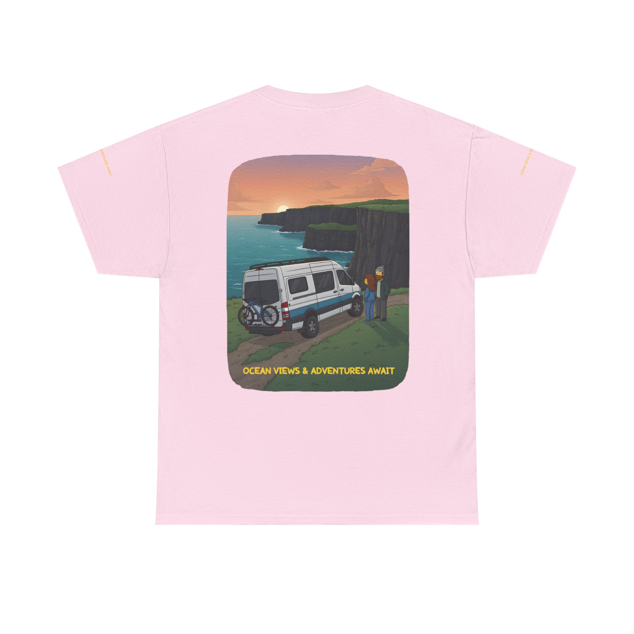 Unisex Heavy Cotton Tee — "Ocean Views-Adventures Awaits" Design Sitcom-Line
