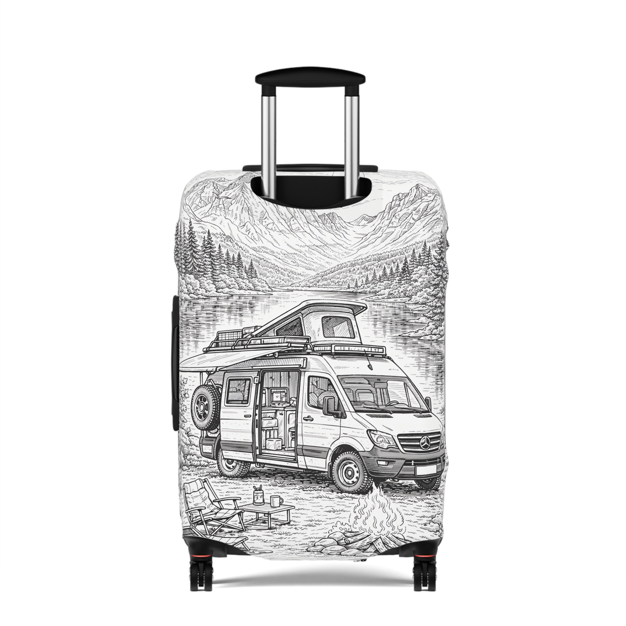 Luggage Cover — Adventure Camper Sketch Travel Suitcase