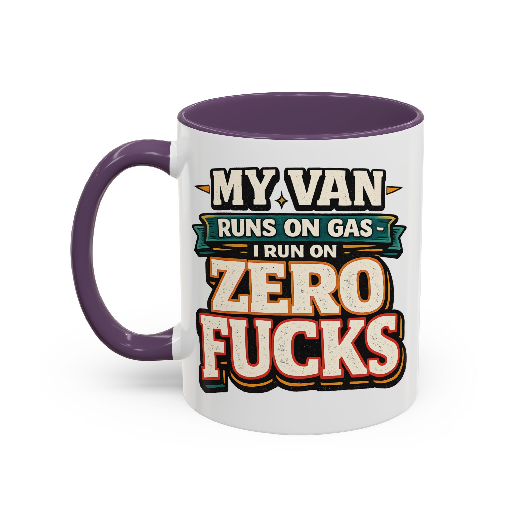 Accent Coffee Mug (11, 15oz) — "My Van Runs On Gas" Design F**K-Line