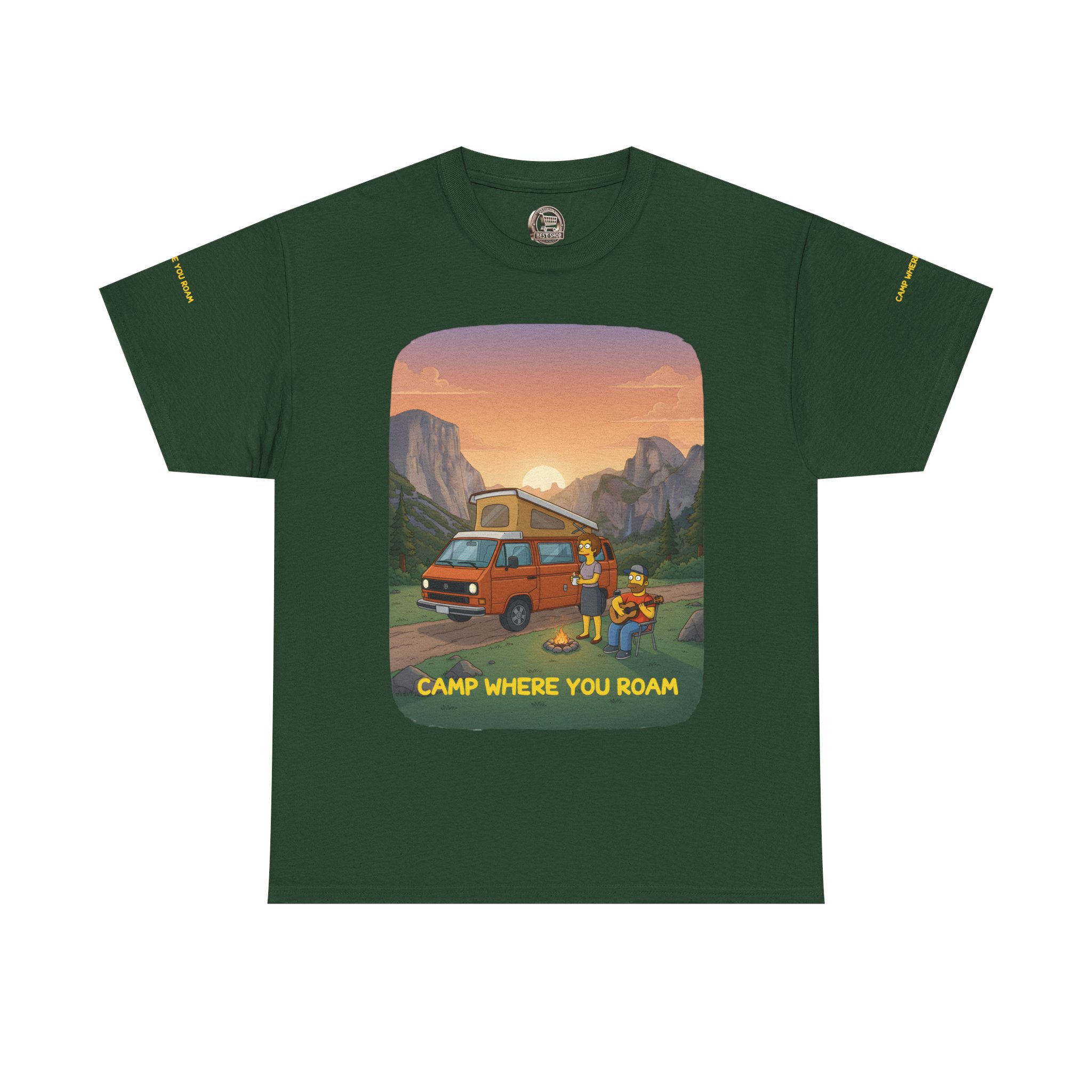 Unisex Heavy Cotton Tee — "Camp Where You Roam" Design Sitcom-Line