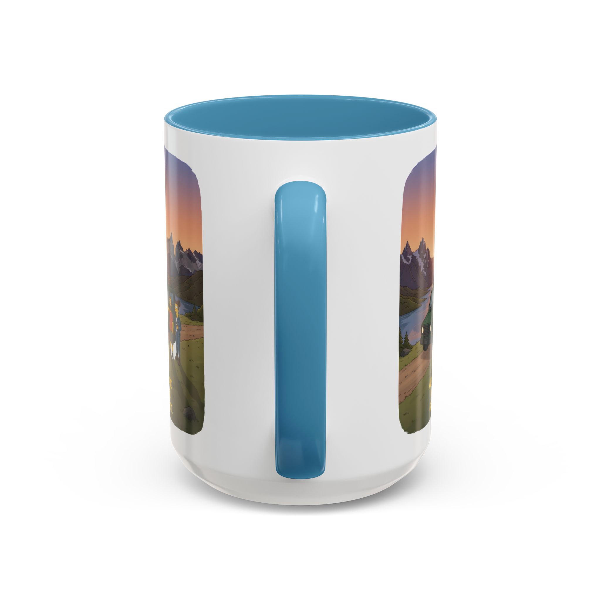 Accent Coffee Mug (11, 15oz) — "Adventure Awaits-Go Find It" Design Sitcom-Line