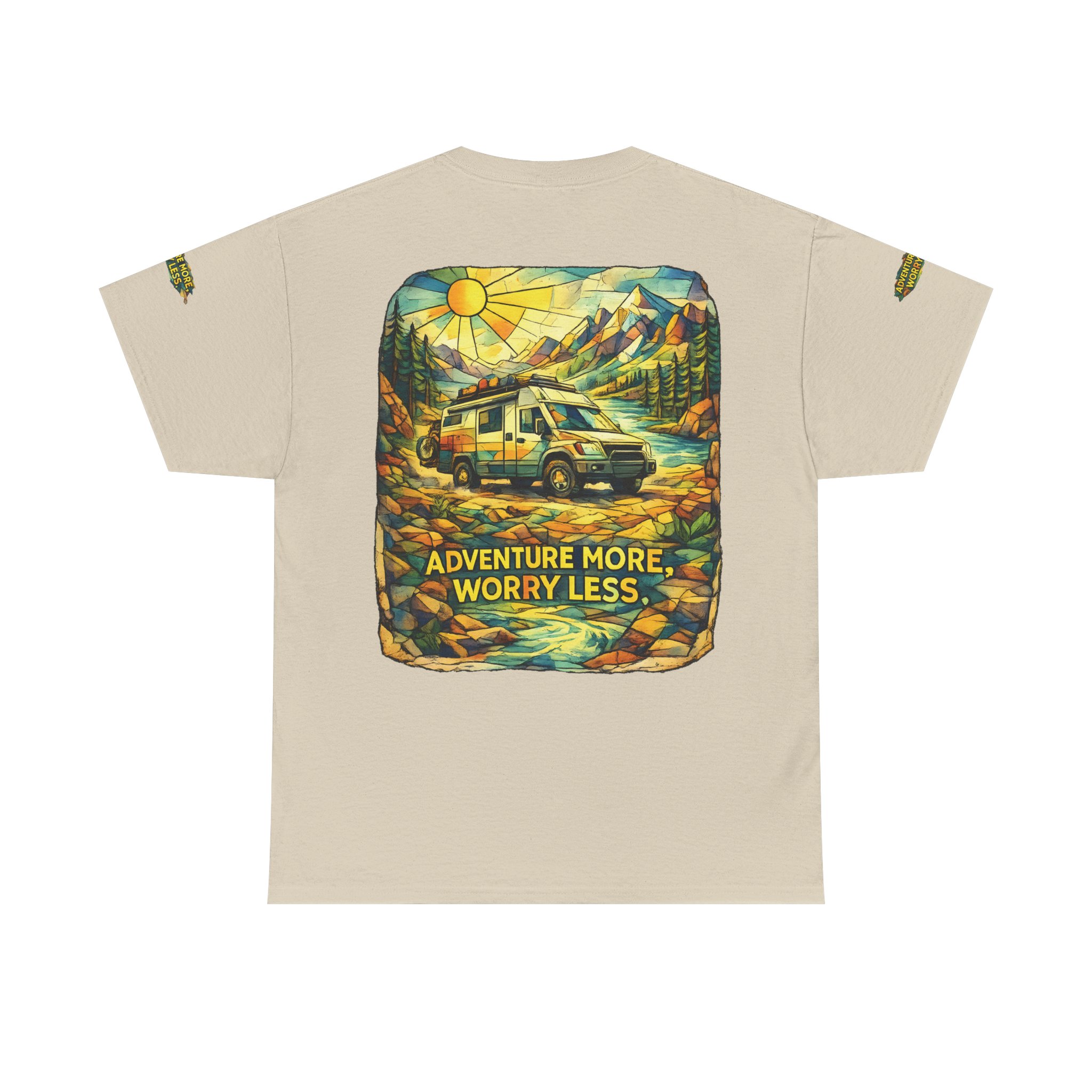 18114912161391044558_2048.jpeg Unisex Heavy Cotton Tee — "Adventure More Worry Less" Design Cubic-Line