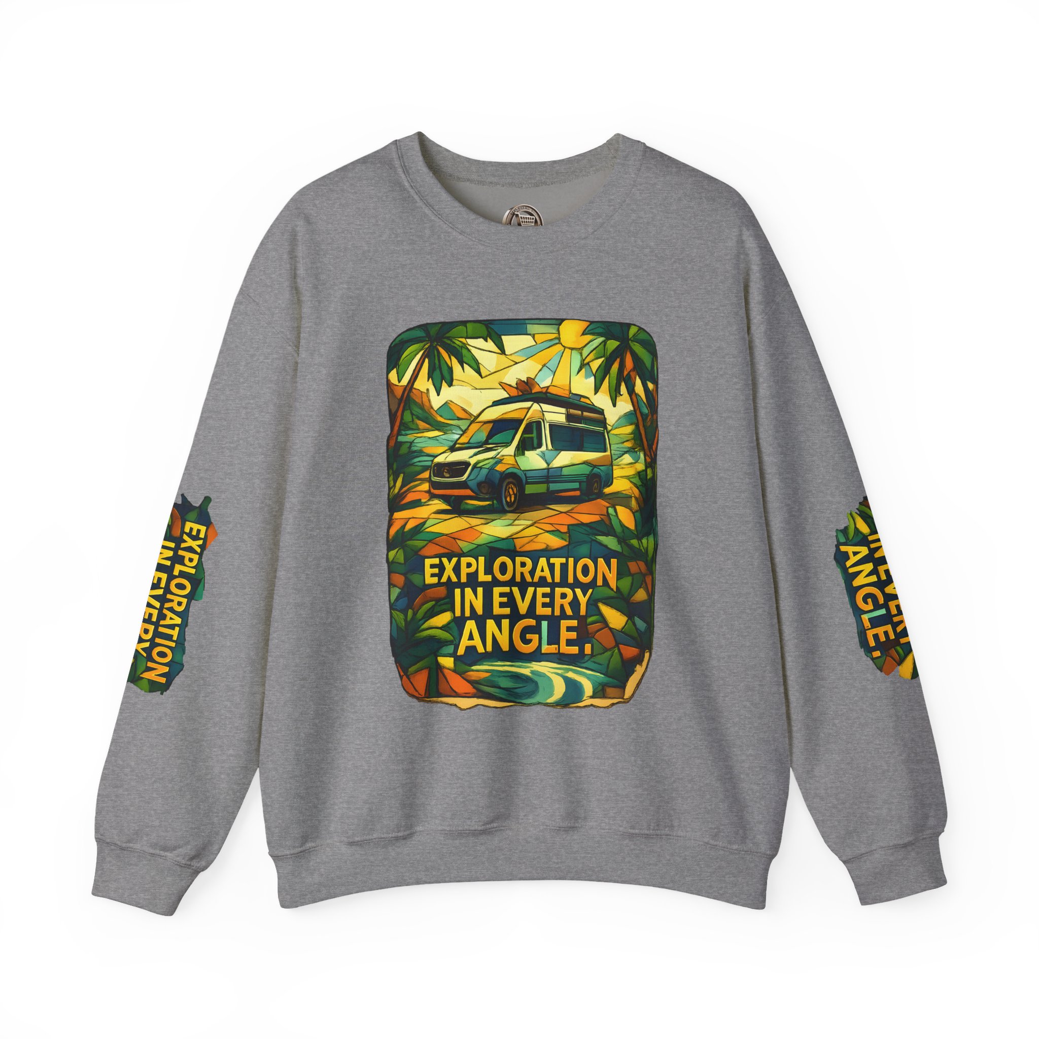 Unisex Heavy Blend™ Crewneck Sweatshirt — "Exploration In Every Angle" Design Cubic-Line