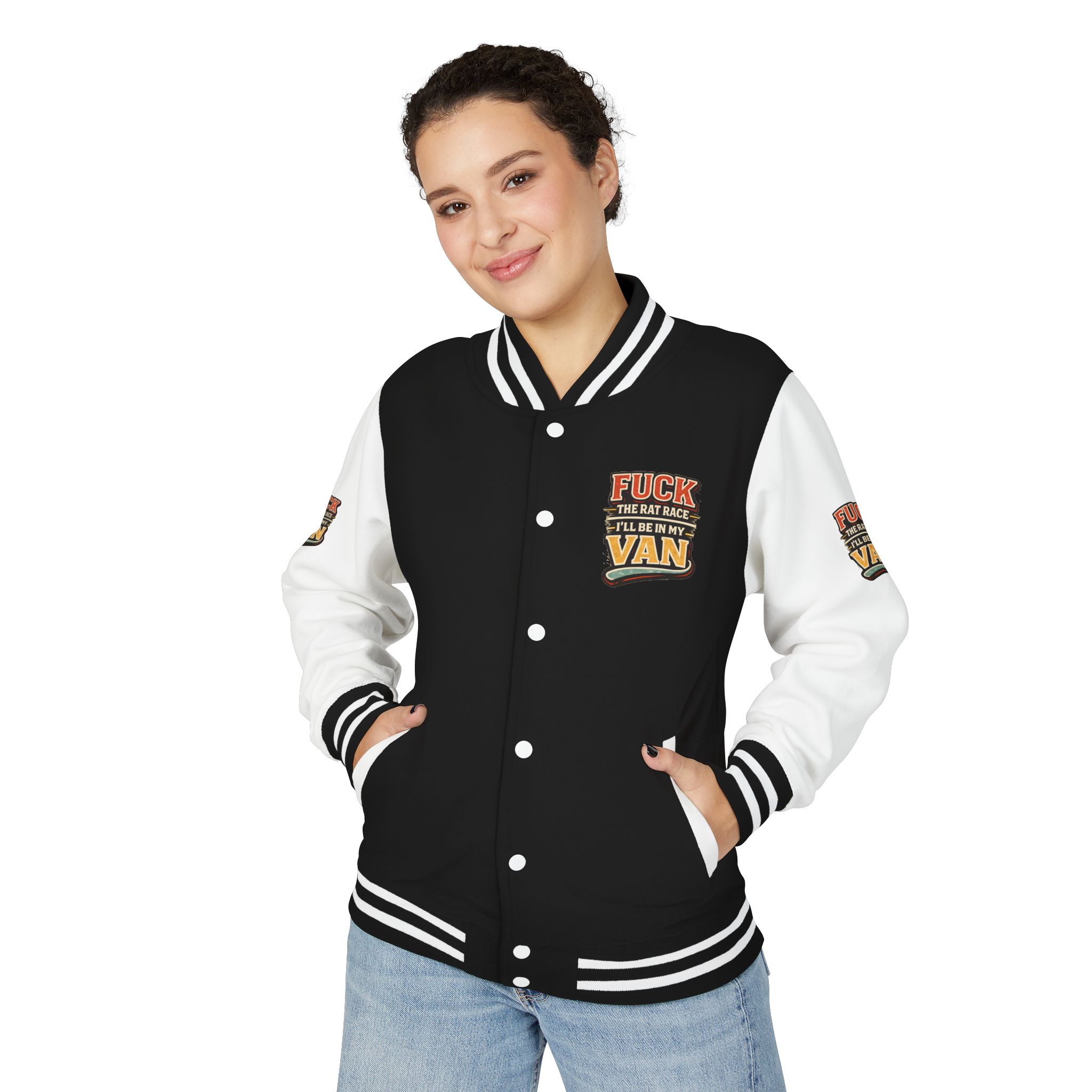 Unisex Heavyweight Letterman Jacket — "Fuck The Rat Race" Design F**K-Line
