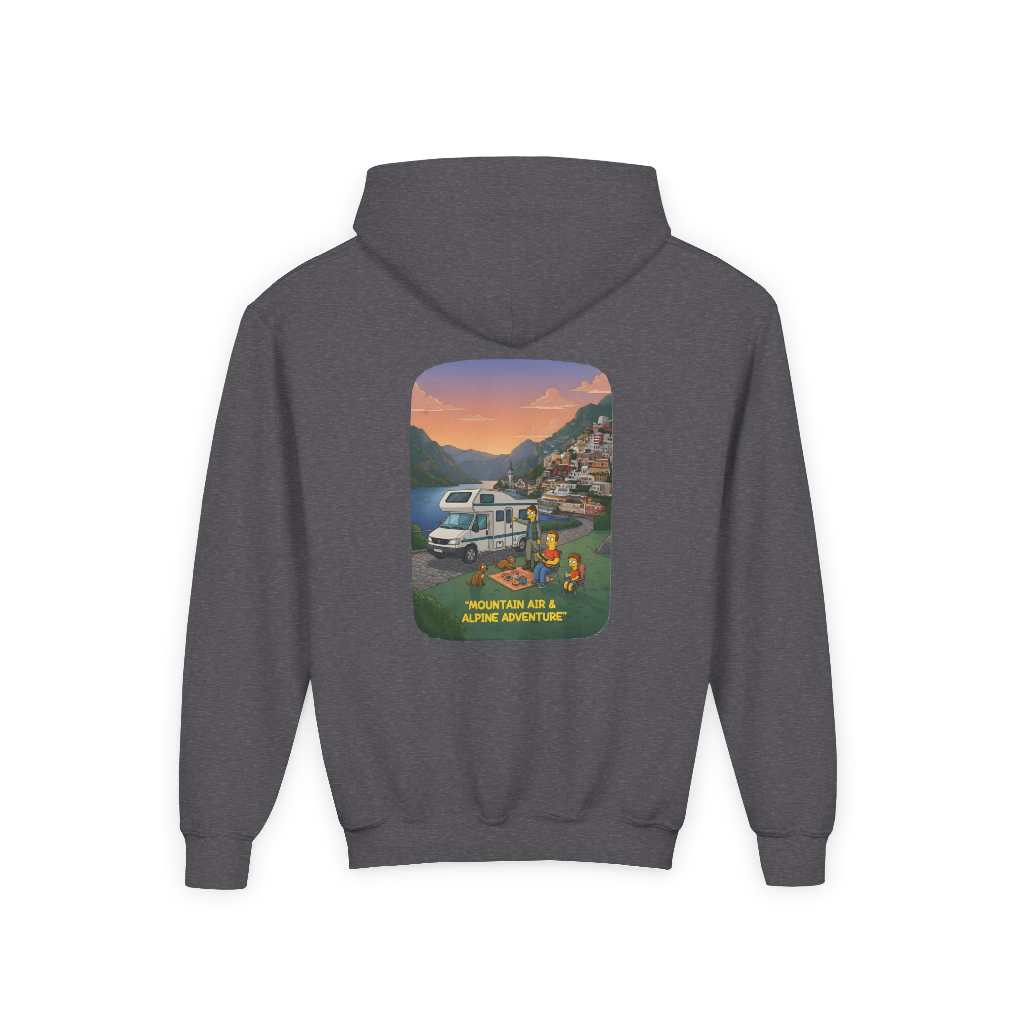Youth Hoodie(Gildan) – "Mountain Air-Alpine Adventure" (Design Sitcom-Line)