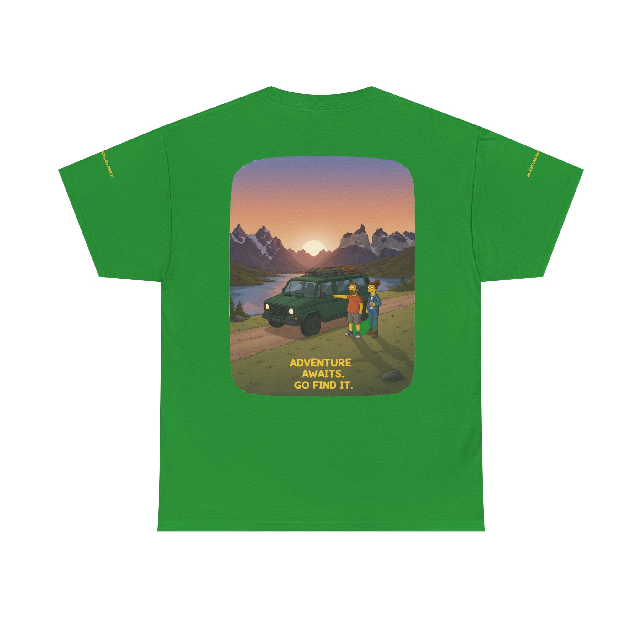 Unisex Heavy Cotton Tee — "Adventure Awaits-Go Find It" Design Sitcom-Line