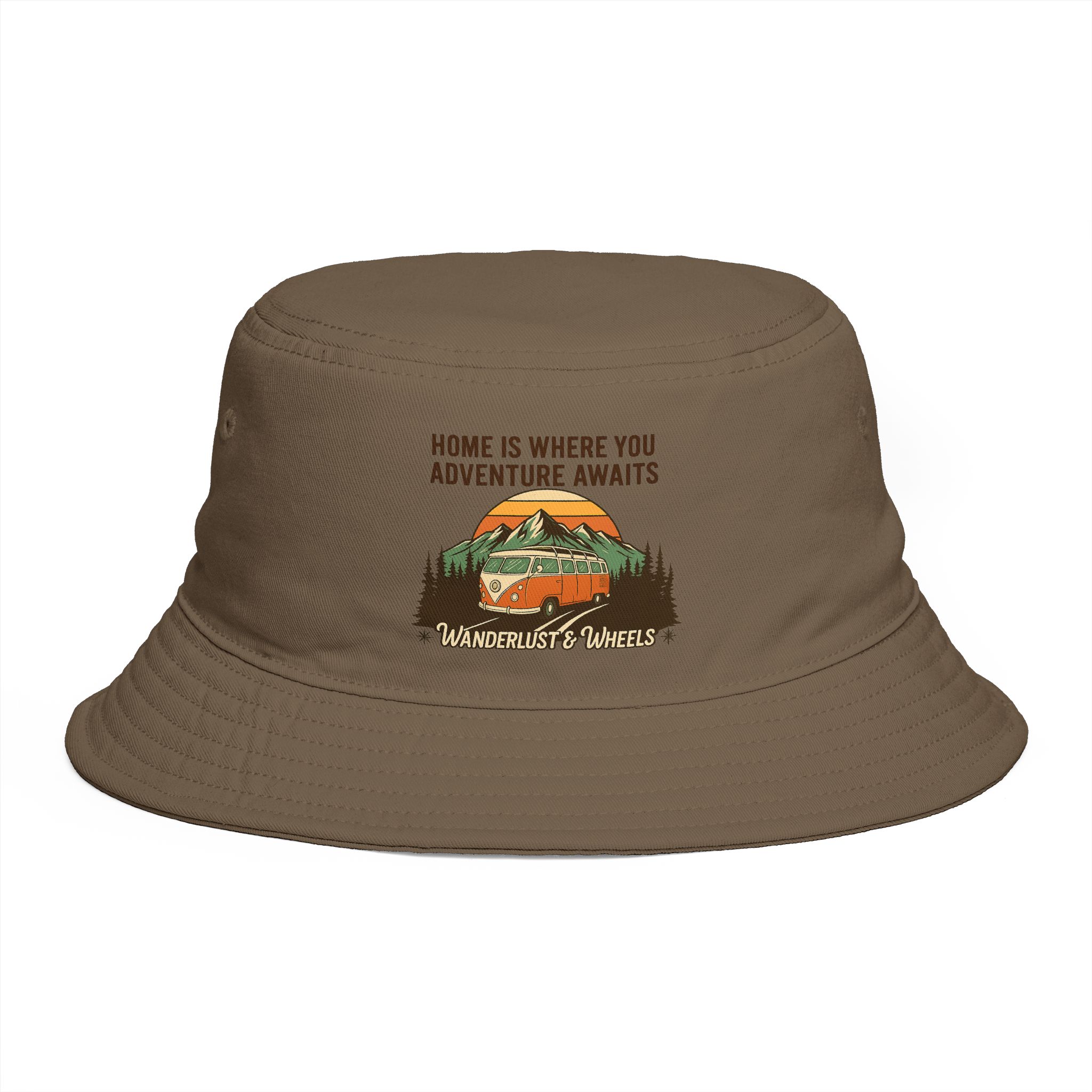 Bucket Hat — Wanderlust Camper Design (“Home is Where You Adventure Awaits”)