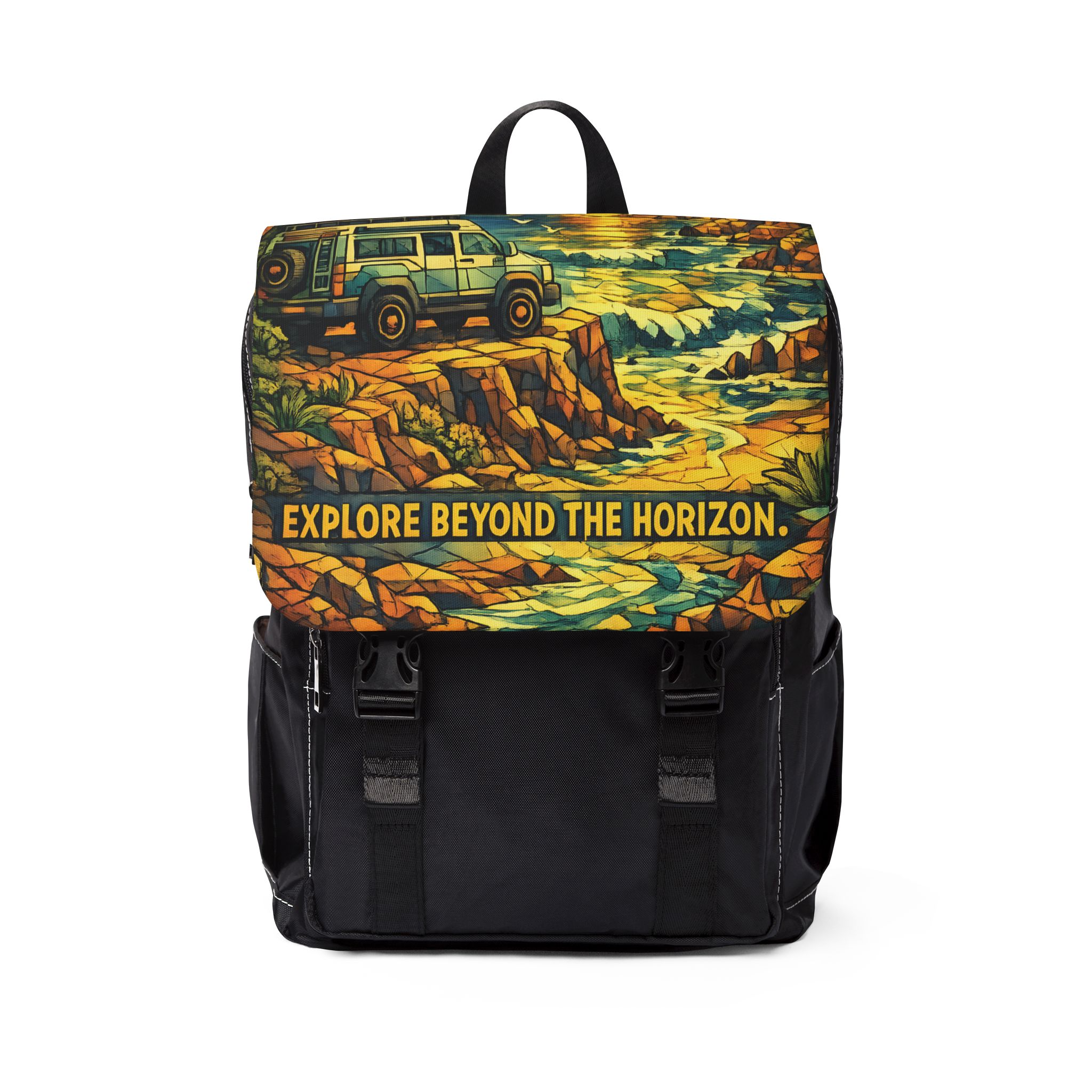 18131240344858497974_2048.jpeg Unisex Casual Shoulder Backpack — "Explore Beyond The Horizon" Design Cubic-Line