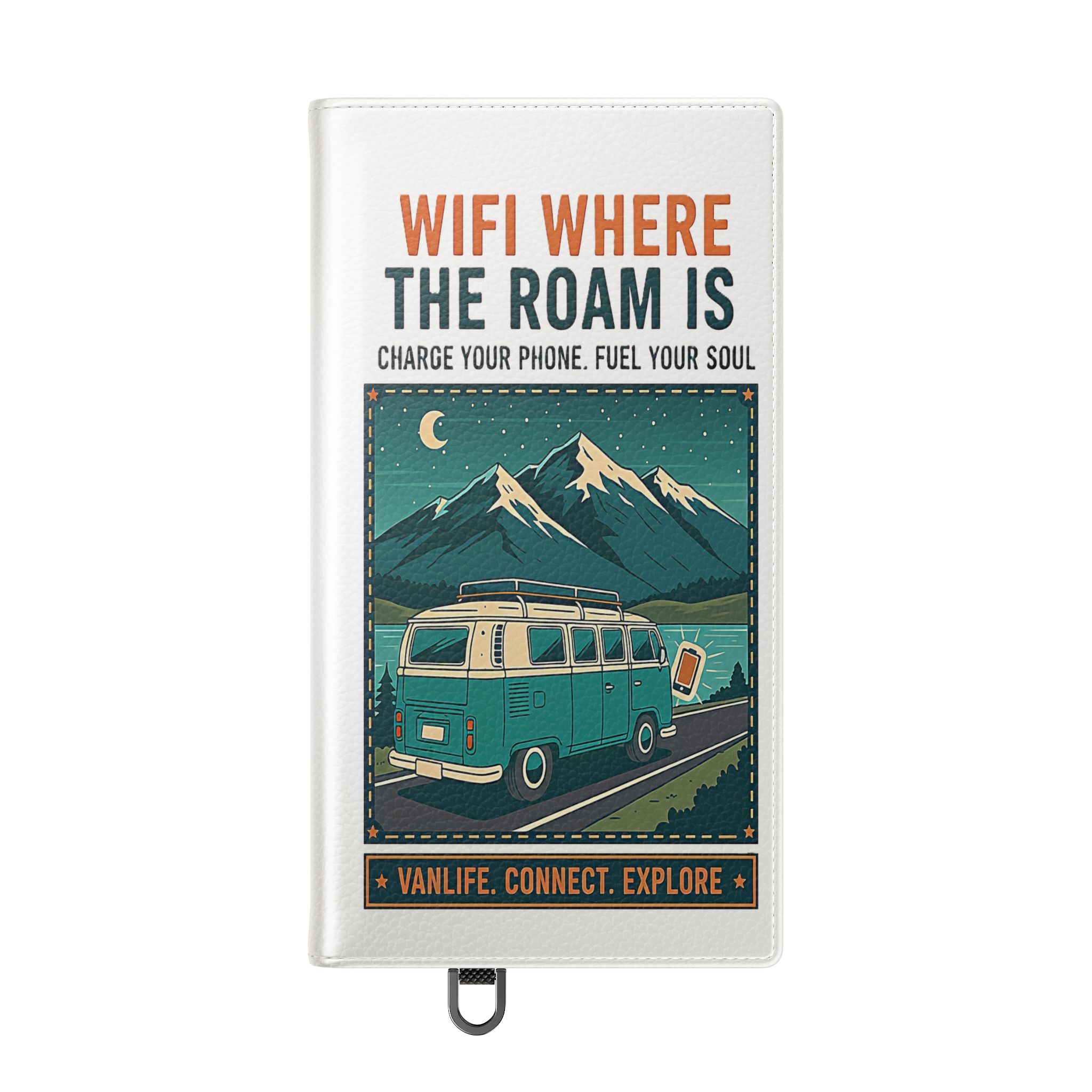 Flip Phone Case — “WiFi Where the Roam Is” Vanlife Wallet Case