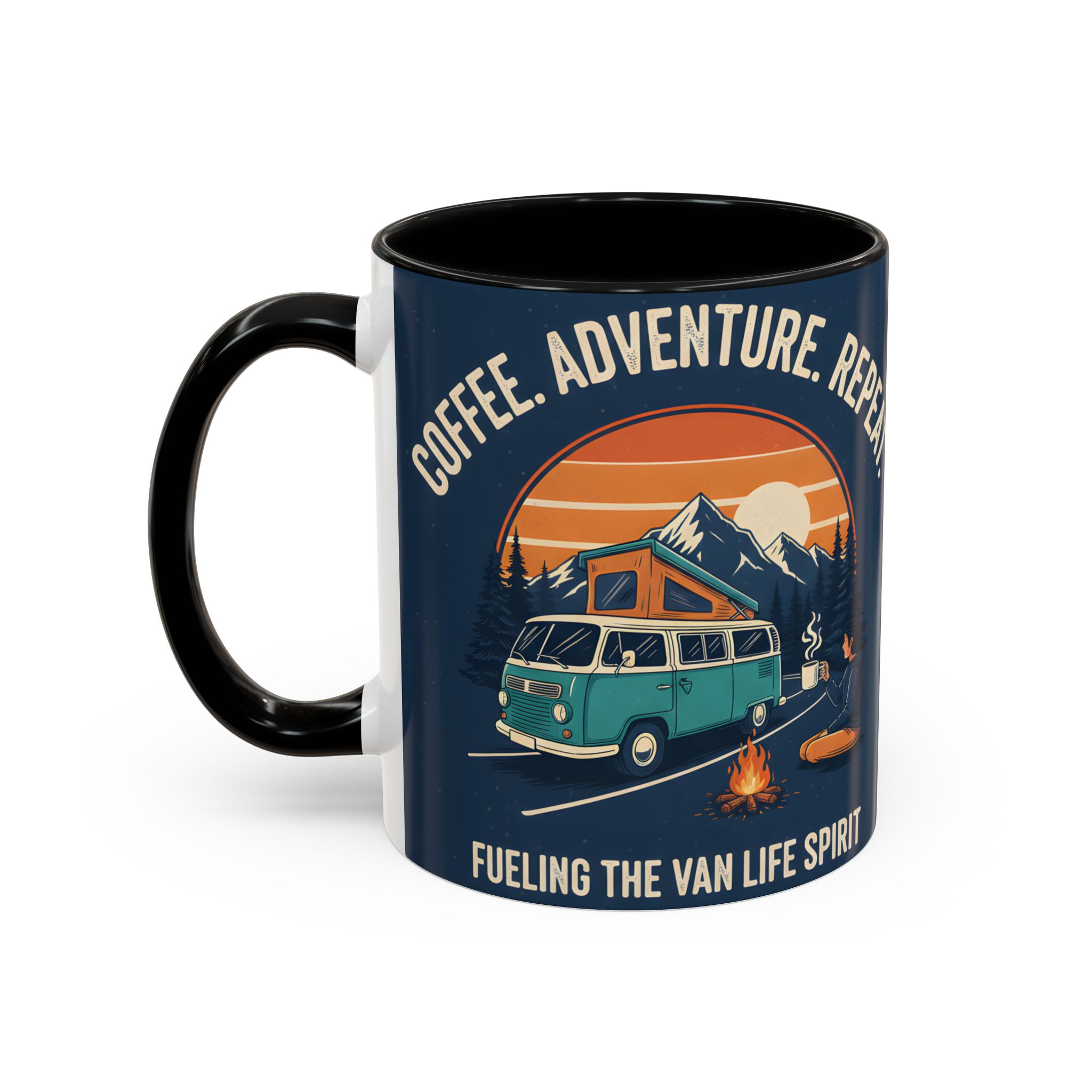 Accent Coffee Mug (11, 15oz) - "Coffee. Adventure. Repeat."