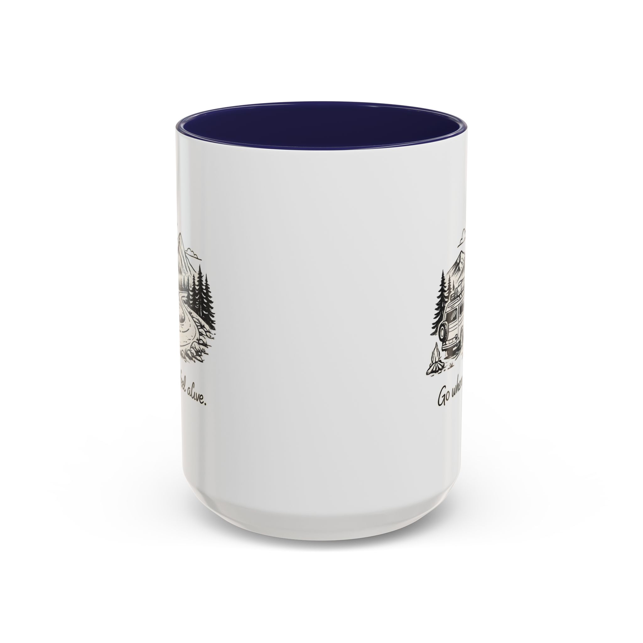Accent Coffee Mug (11, 15oz) — "Go Where You Feel Alive" Design Minimal-Line