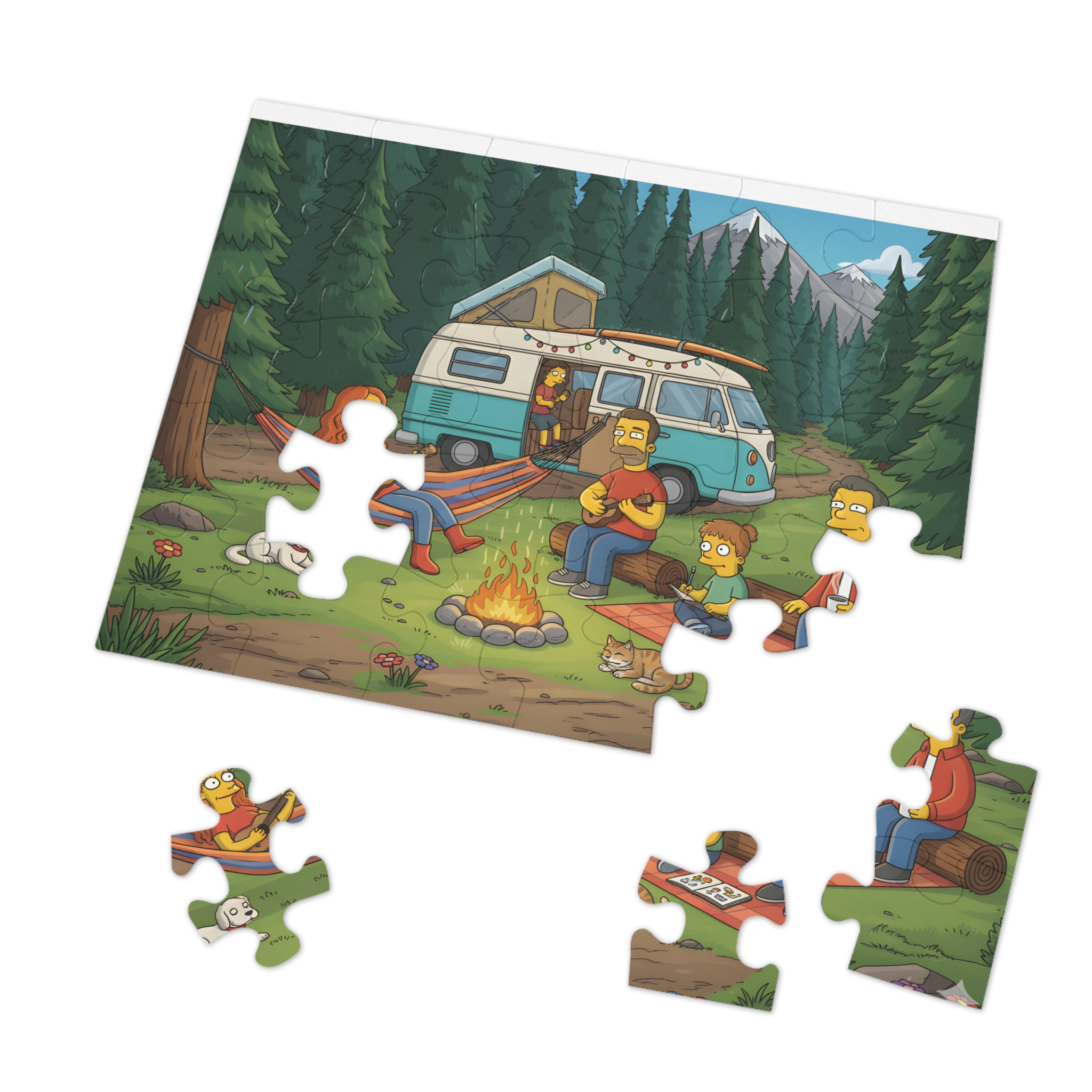 Jigsaw Puzzle with Tin — Scenic Campervan Campfire