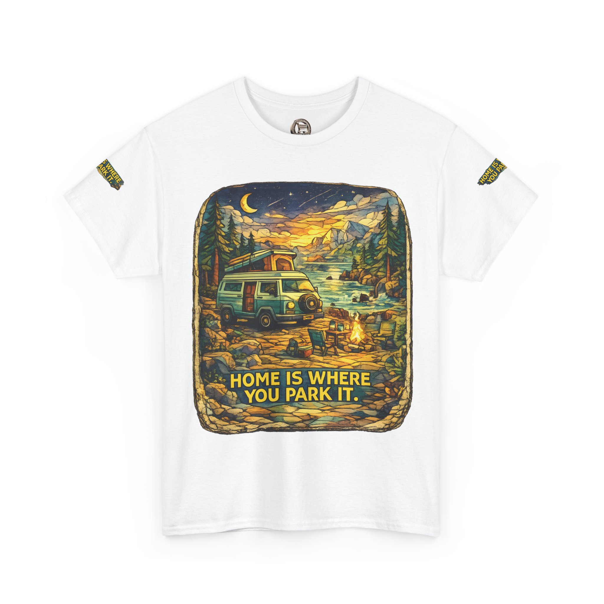 Unisex Heavy Cotton Tee — "Home Is Where You Park It" Design Cubic-Line