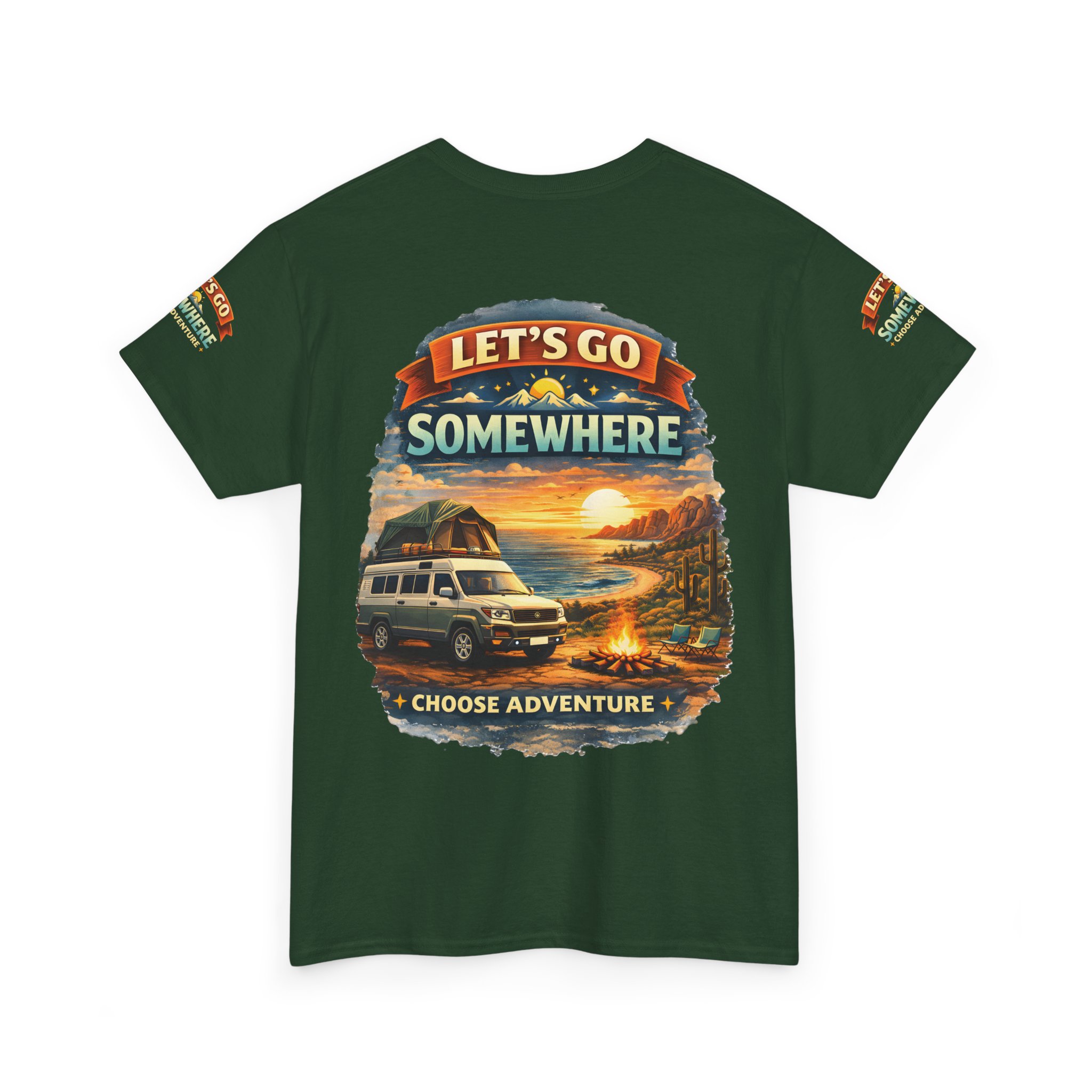 Unisex Heavy Cotton Tee — "Lets Go Somewhere" Design Scenic-Line