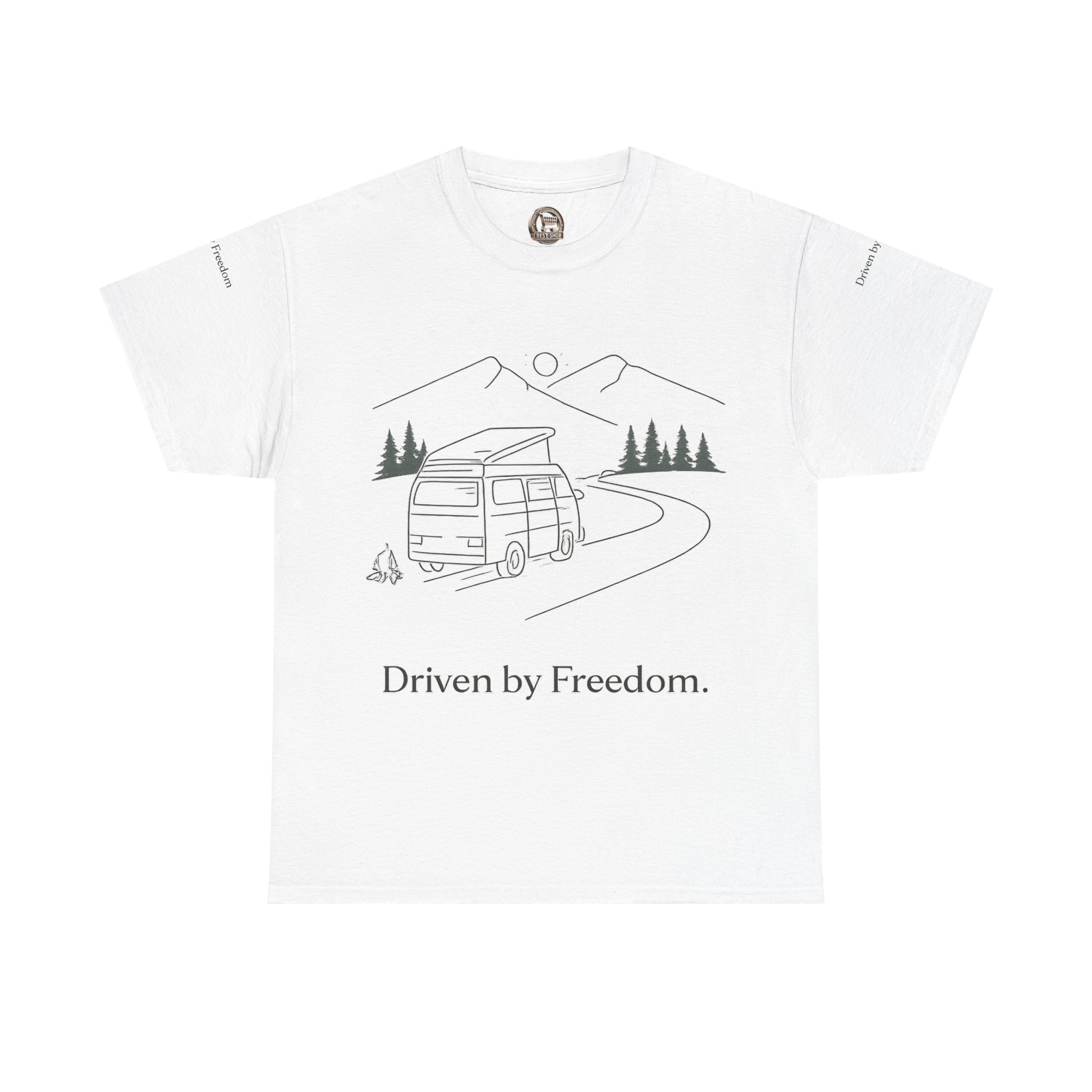 18150348264865575057_2048.jpeg Unisex Heavy Cotton Tee — "Driven By Freedom" Design Minimal-Line