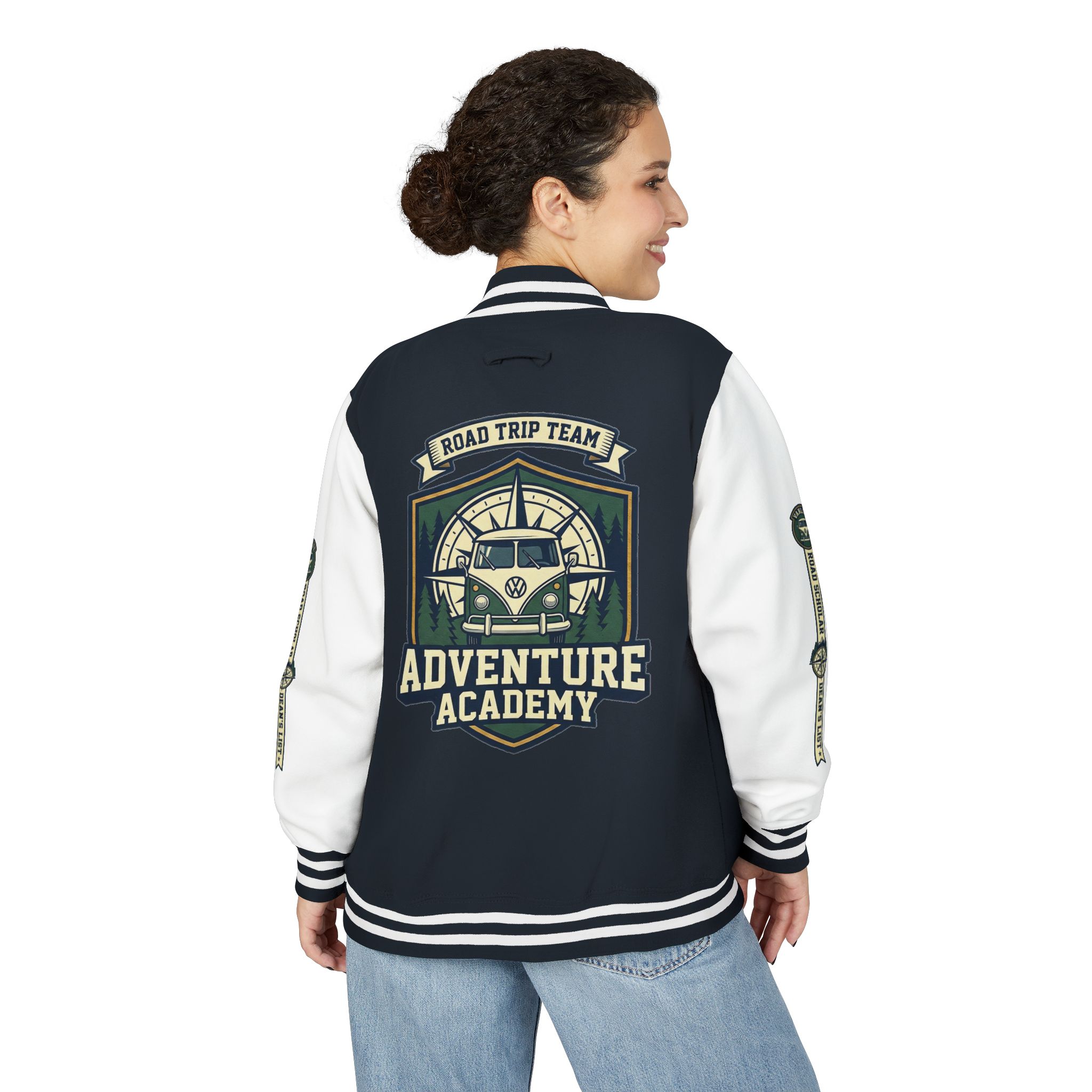 Unisex Heavyweight Letterman Jacket (Awdis) —"Adventure Academy" Road Trip Team Varsity Jacket