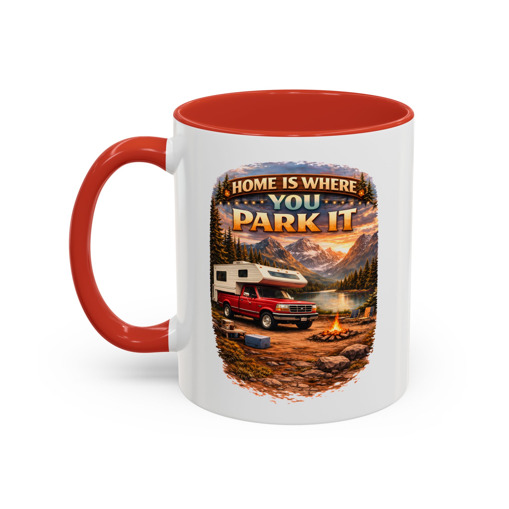 Accent Coffee Mug (11, 15oz) — "Home Is Where You Park It" Design Scenic-Line