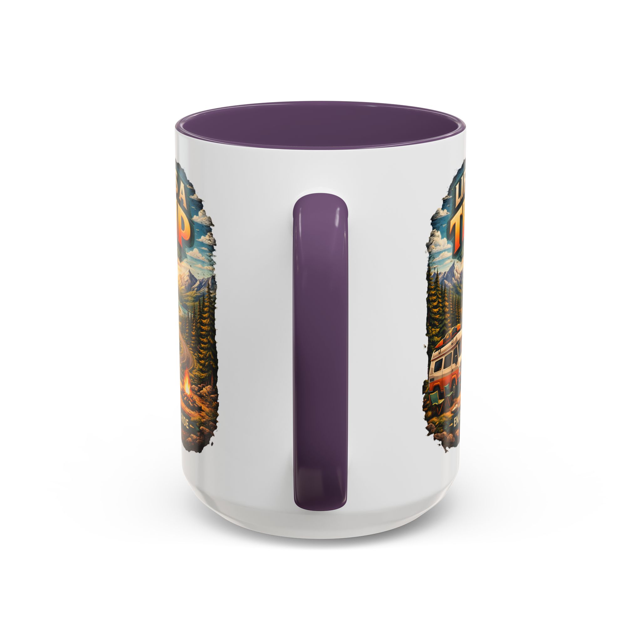 Accent Coffee Mug (11, 15oz) — "Life s A Trip" Design Scenic-Line