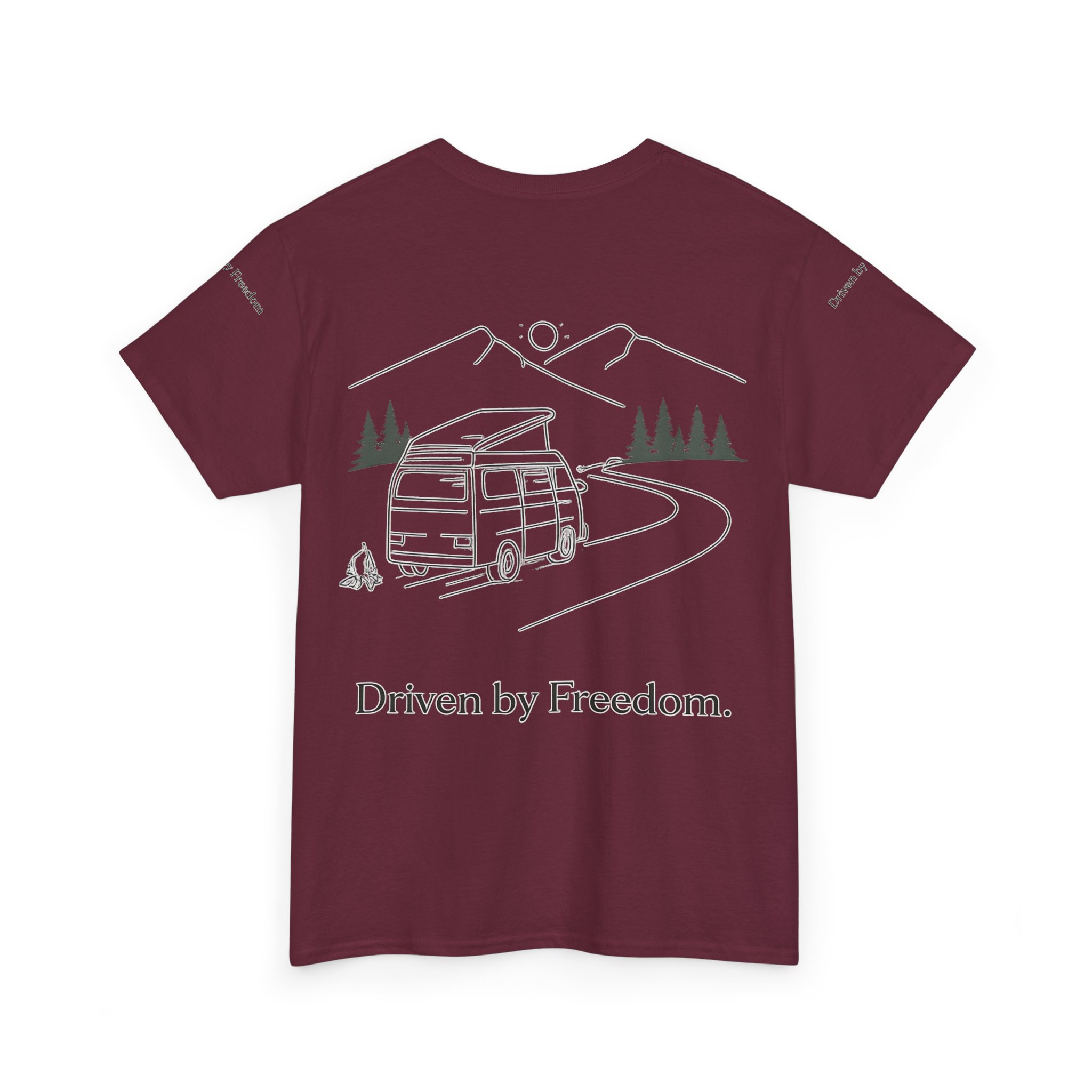 Unisex Heavy Cotton Tee — "Driven By Freedom" Design Minimal-Line
