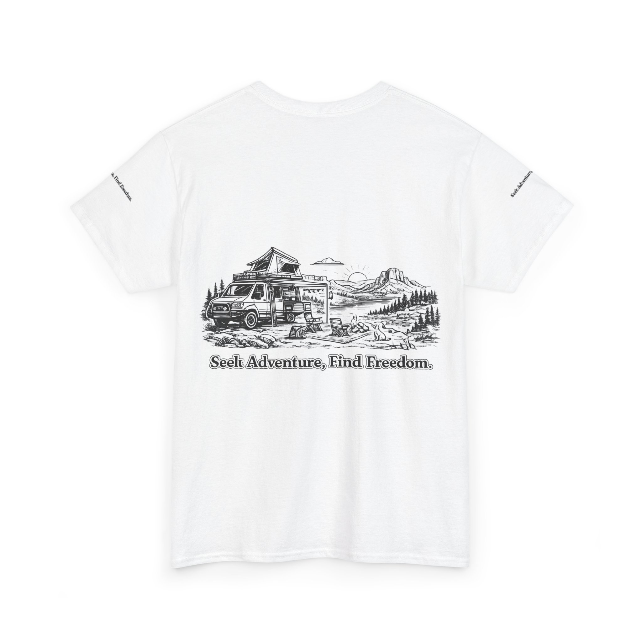 1816309708596129985_2048.jpeg Unisex Heavy Cotton Tee — "Seek Adventure, Find Freedom" Design Minimal-Line
