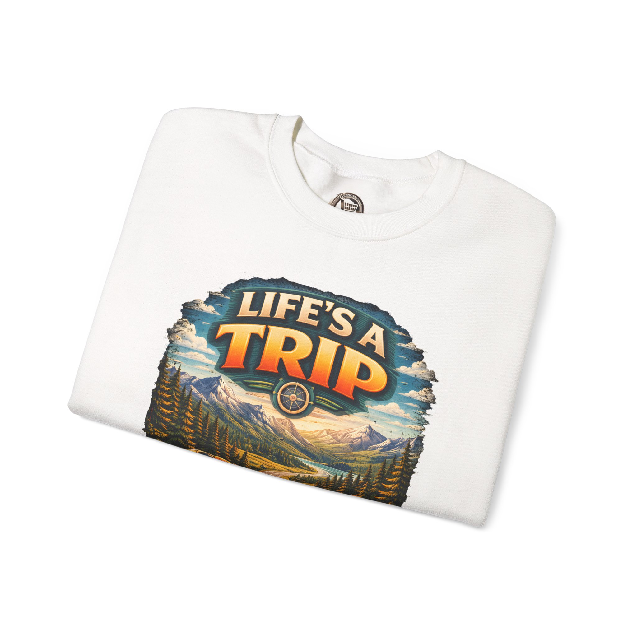 Unisex Heavy Blend™ Crewneck Sweatshirt — "Life s A Trip" Design Scenic-Line