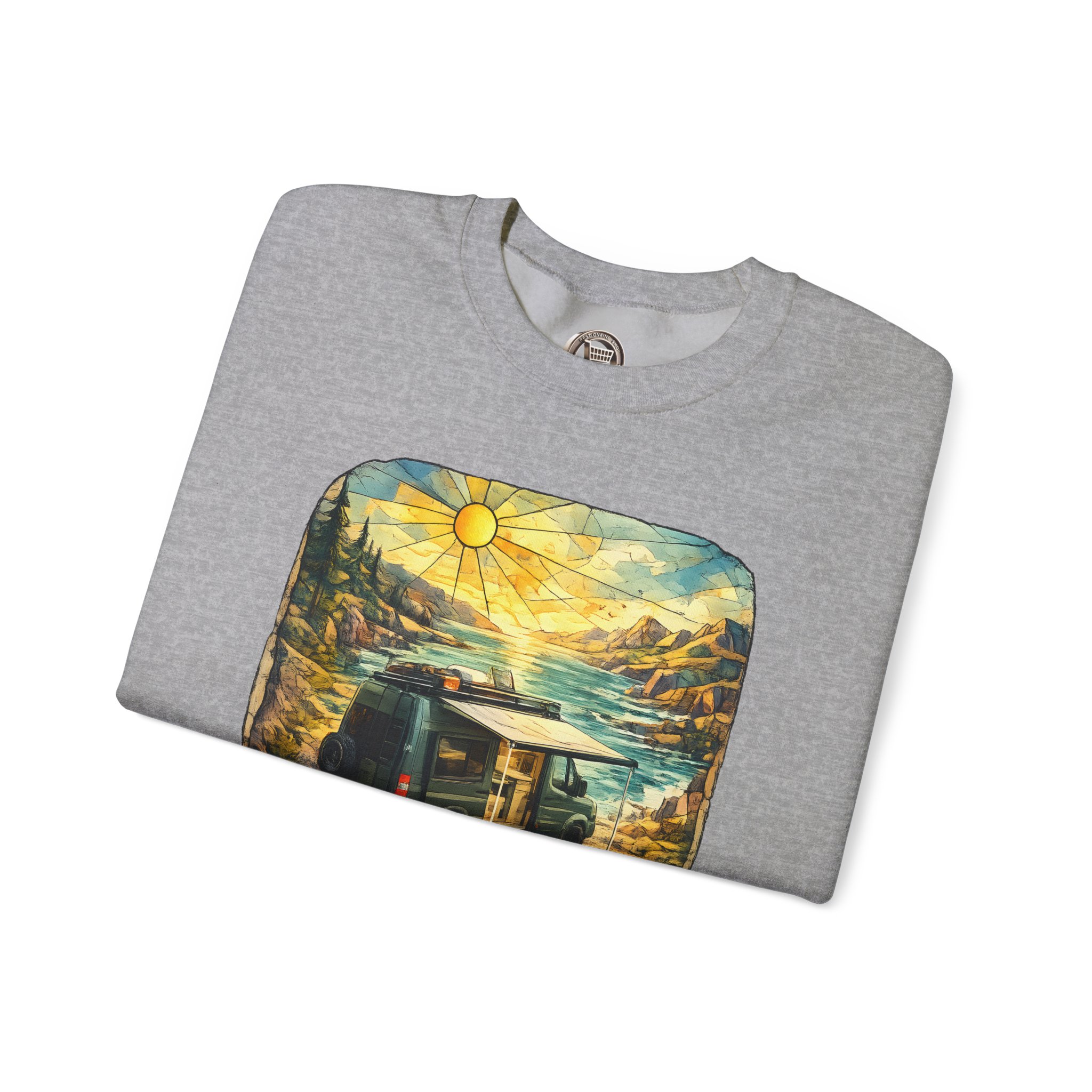 Unisex Heavy Blend™ Crewneck Sweatshirt — "Discover The Great Outdoors" Design Cubic-Line