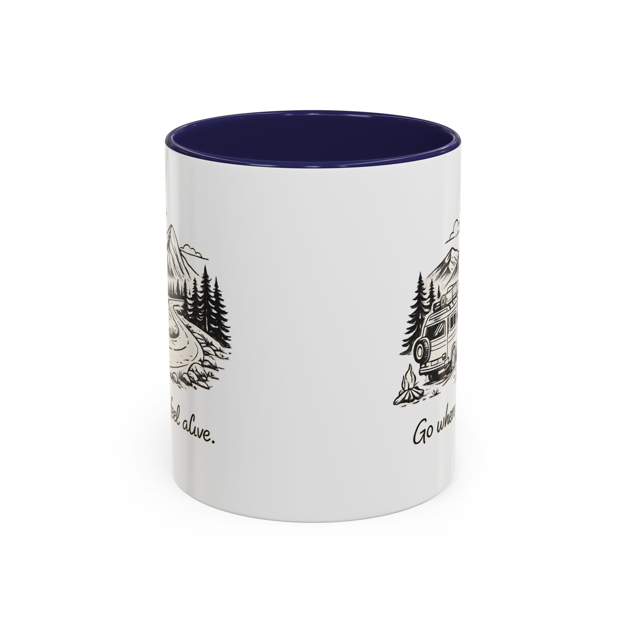 Accent Coffee Mug (11, 15oz) — "Go Where You Feel Alive" Design Minimal-Line
