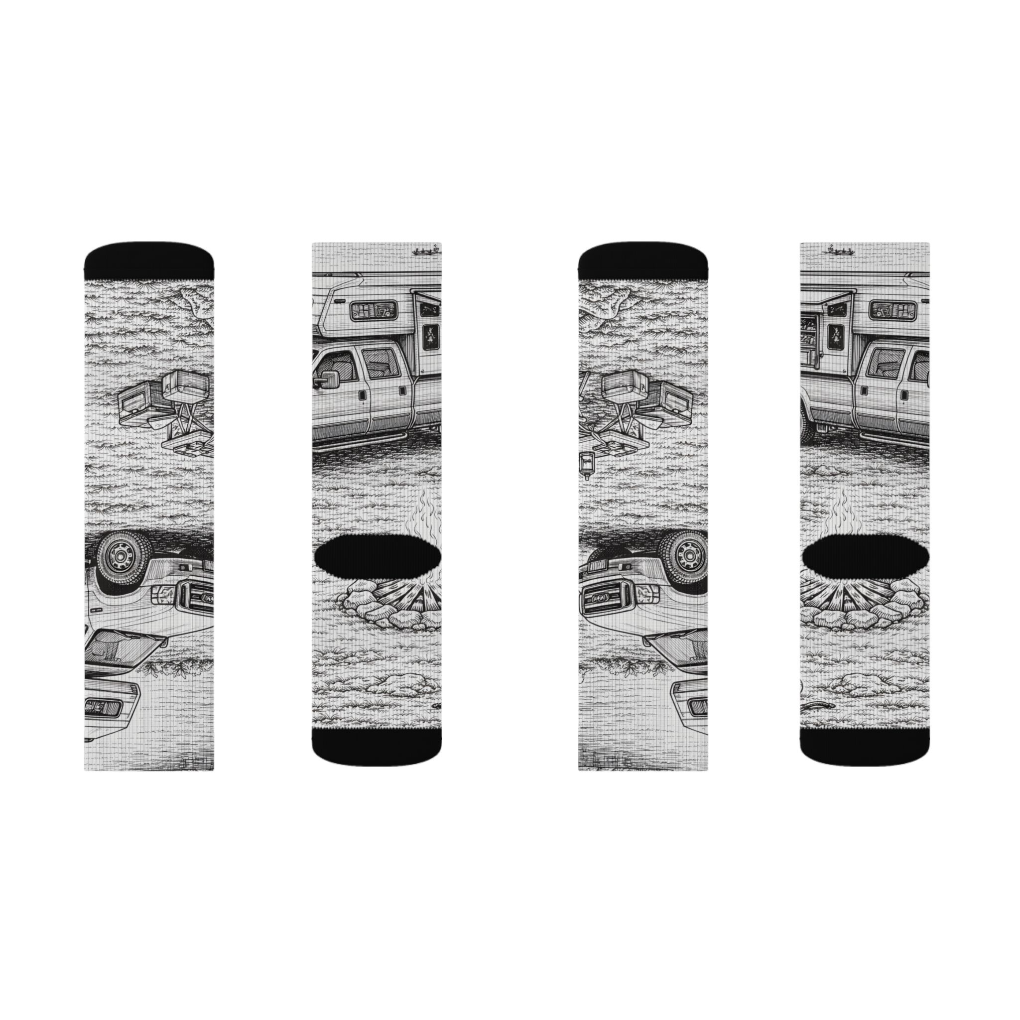 Sublimation Socks — Retro Camper Roadtrip Crew Socks