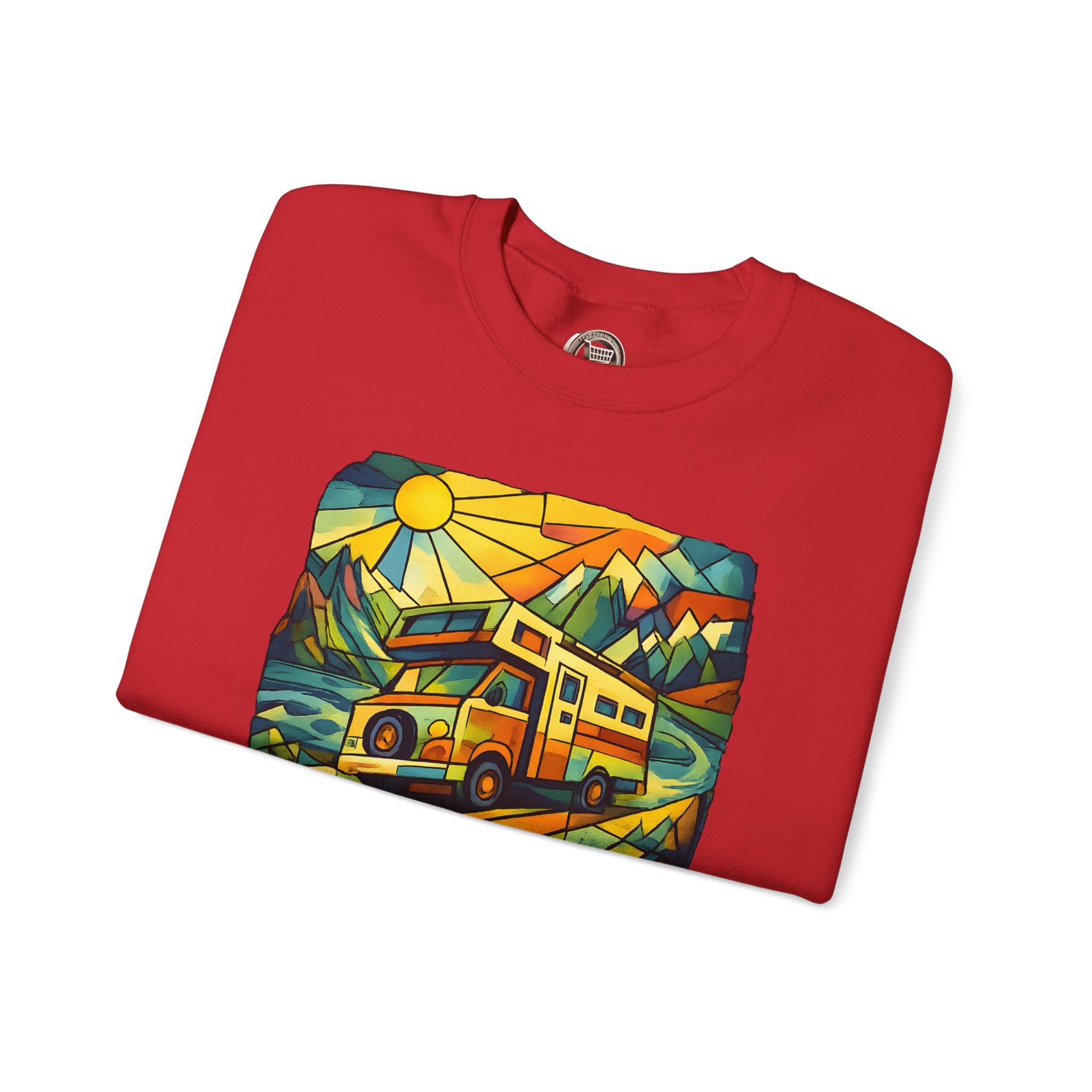 Unisex Heavy Blend™ Crewneck Sweatshirt — "Every Mile A New Shape" Design Cubic-Line