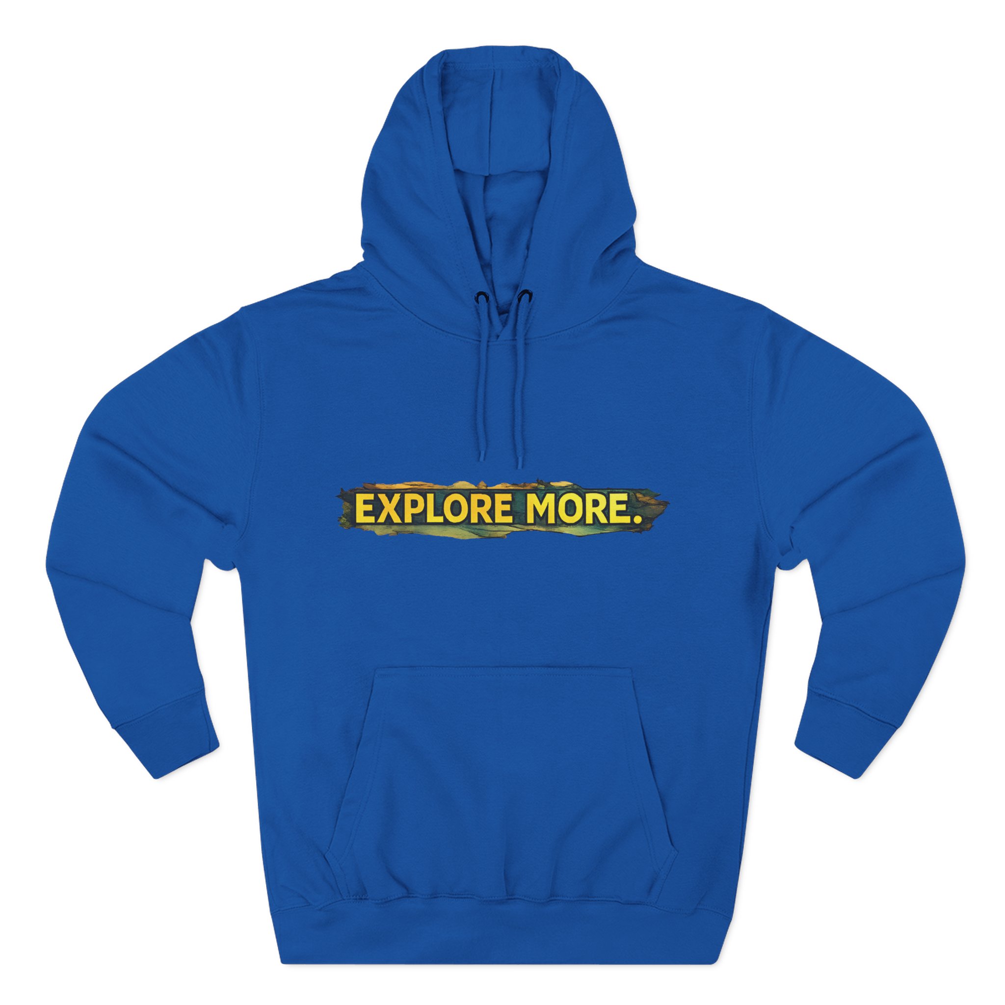 Three-Panel Fleece Hoodie - "Explore More" Design Cubic-Line
