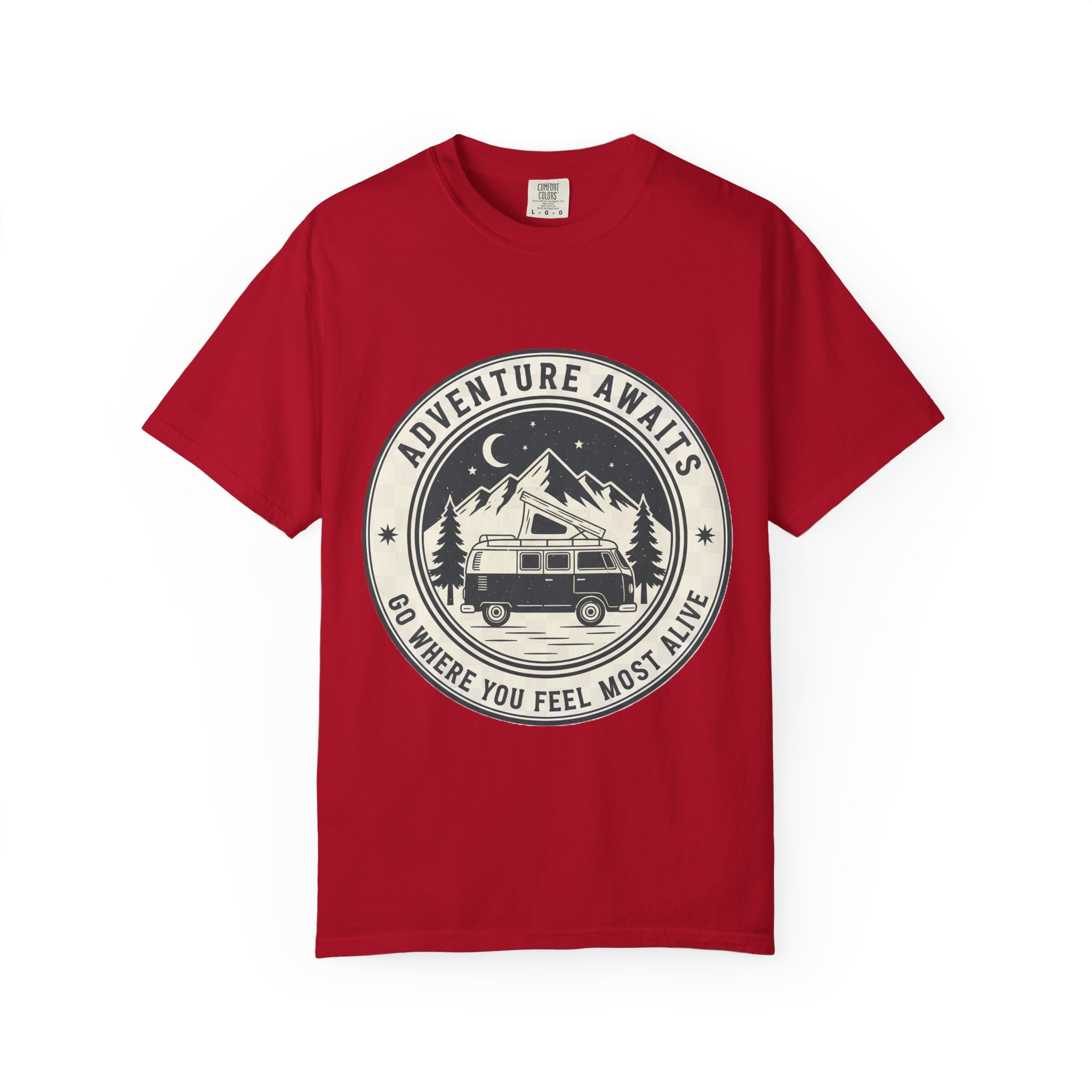 18179749668453836515_2048.jpeg T-Shirt — "Adventure Awaits-Go Where You Feel Most Alive" (Front + Back Printed) Outdoor Travel Tee