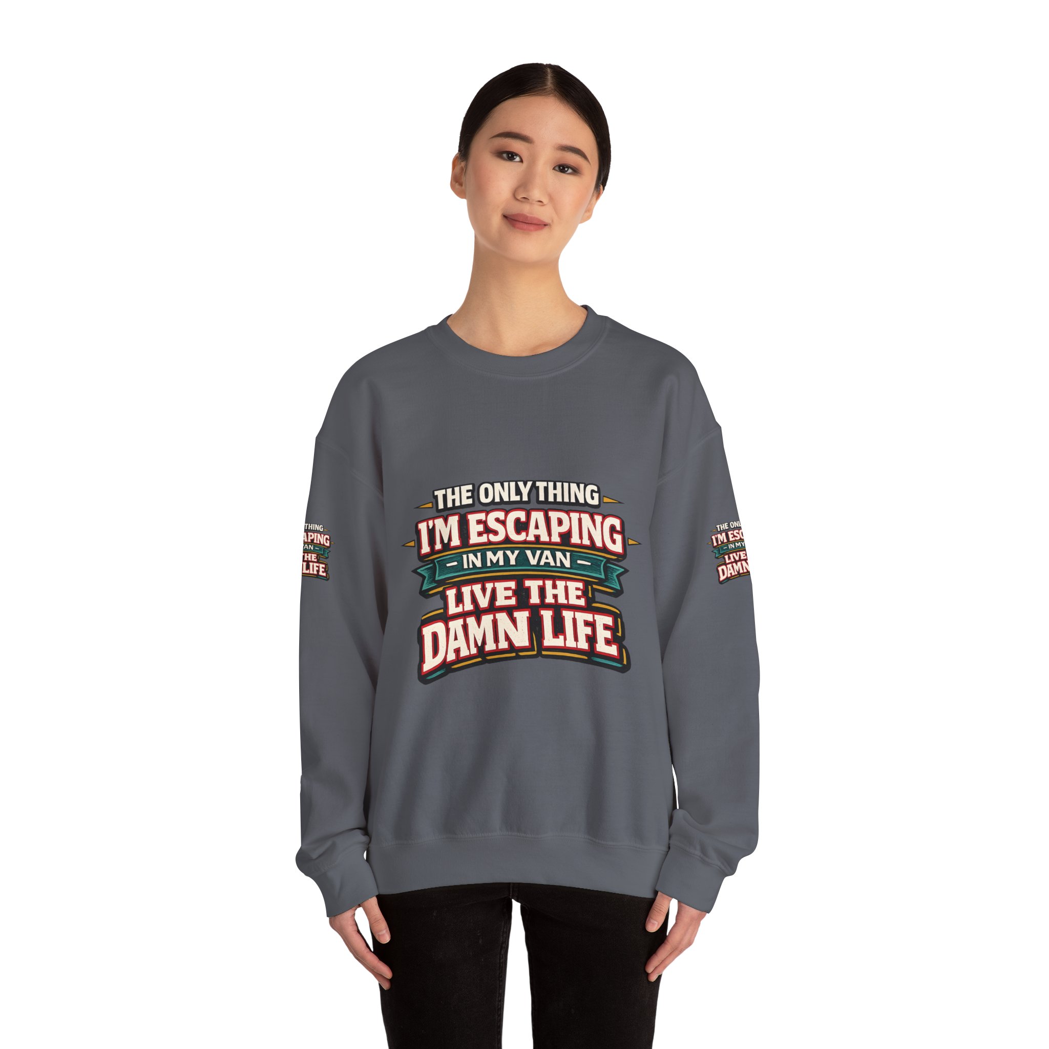 Unisex Heavy Blend™ Crewneck Sweatshirt — "The Only Thing I´m Escaping" Design F**K-Line