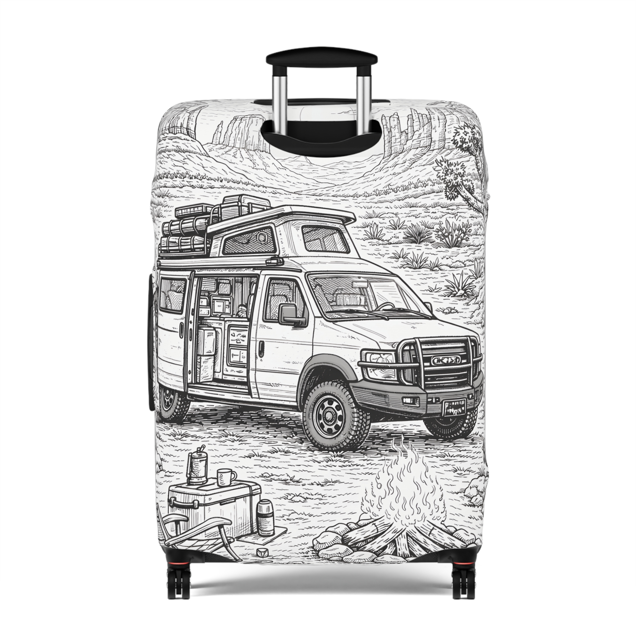 18182154736392729063_2048.jpeg Luggage Cover — Adventure Camper Sketch Travel Suitcase