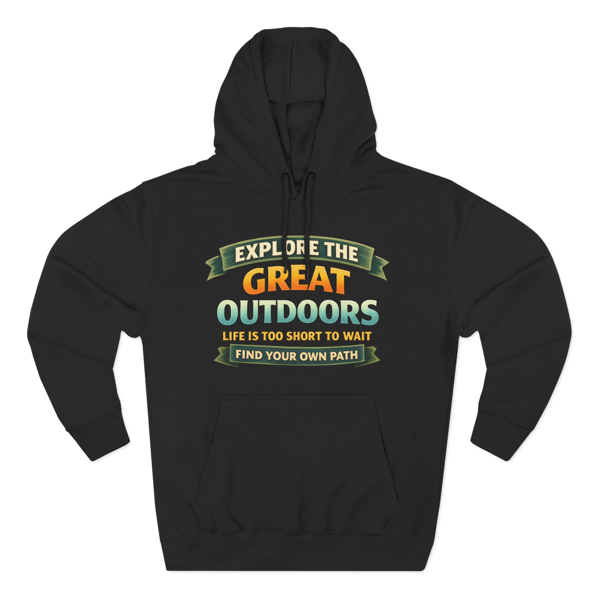 Three-Panel Fleece Hoodie - "Explore The Great Outdoors" Design Scenic-Line