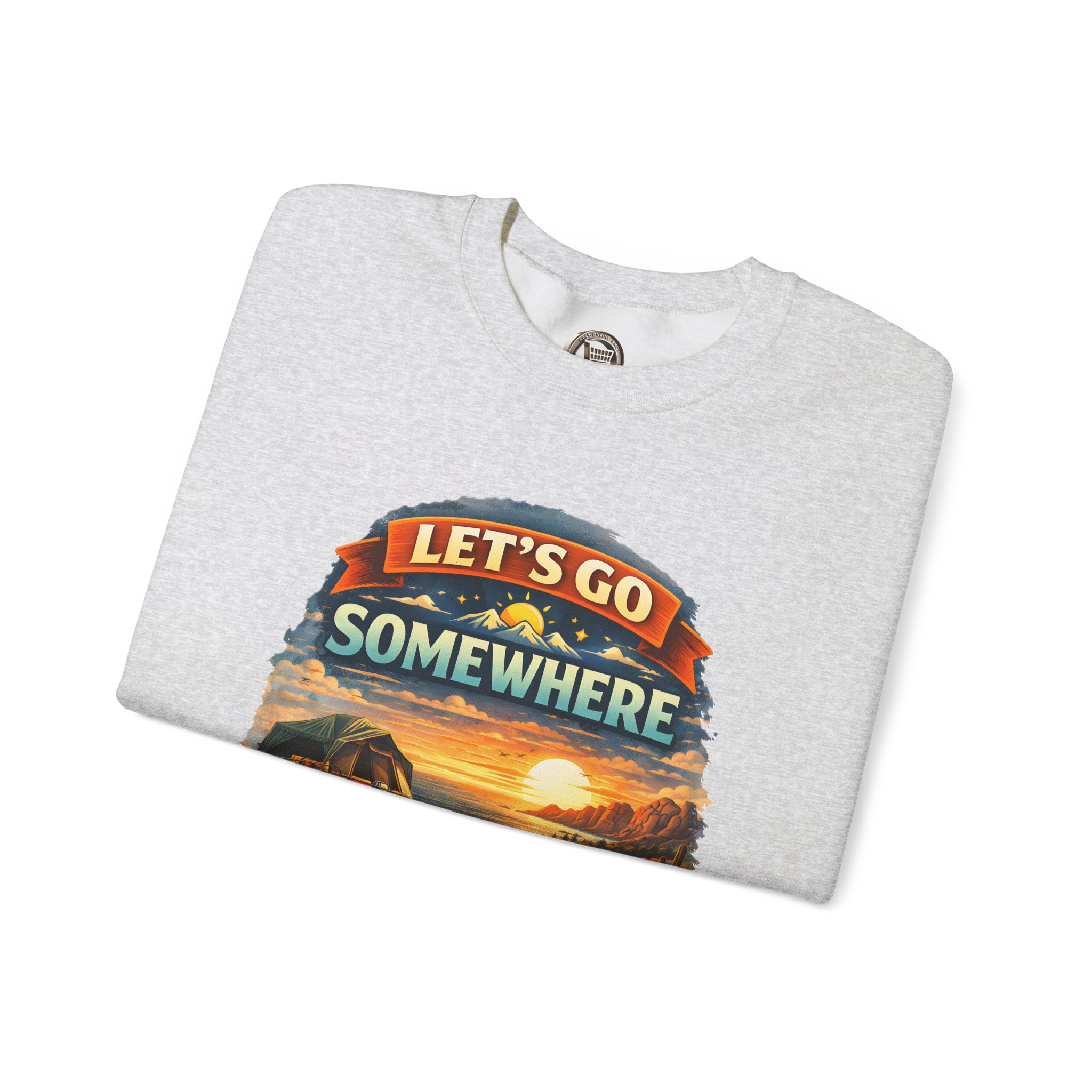 Unisex Heavy Blend™ Crewneck Sweatshirt — "Lets Go Somewhere" Design Scenic-Line
