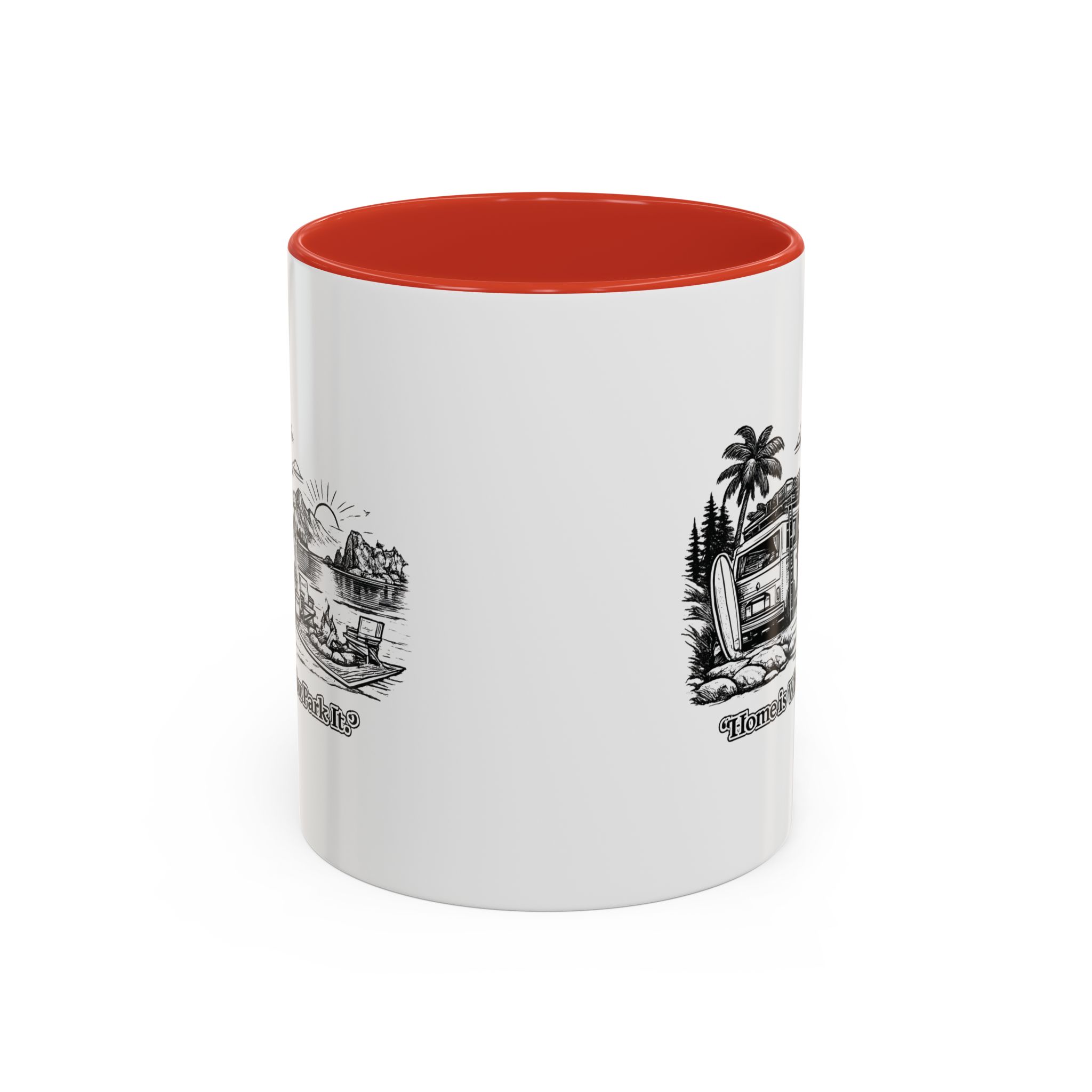 Accent Coffee Mug (11, 15oz) — "Home Is Where You Park It" Design Minimal-Line